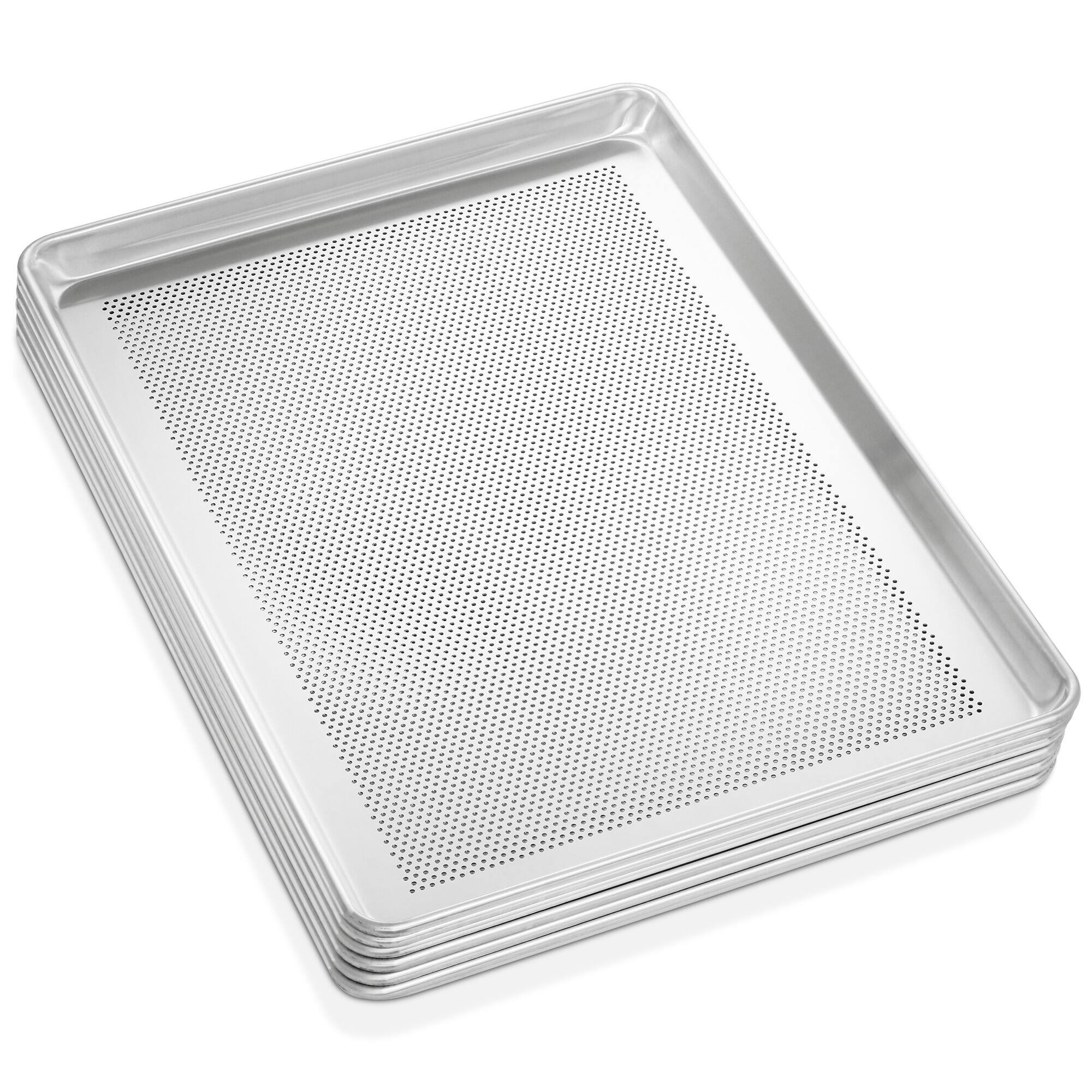 Alt View 3. GRIDMANN - 18 x 26-in 6pk - Commercial Aluminum Perforated Baking Sheets - Silver.