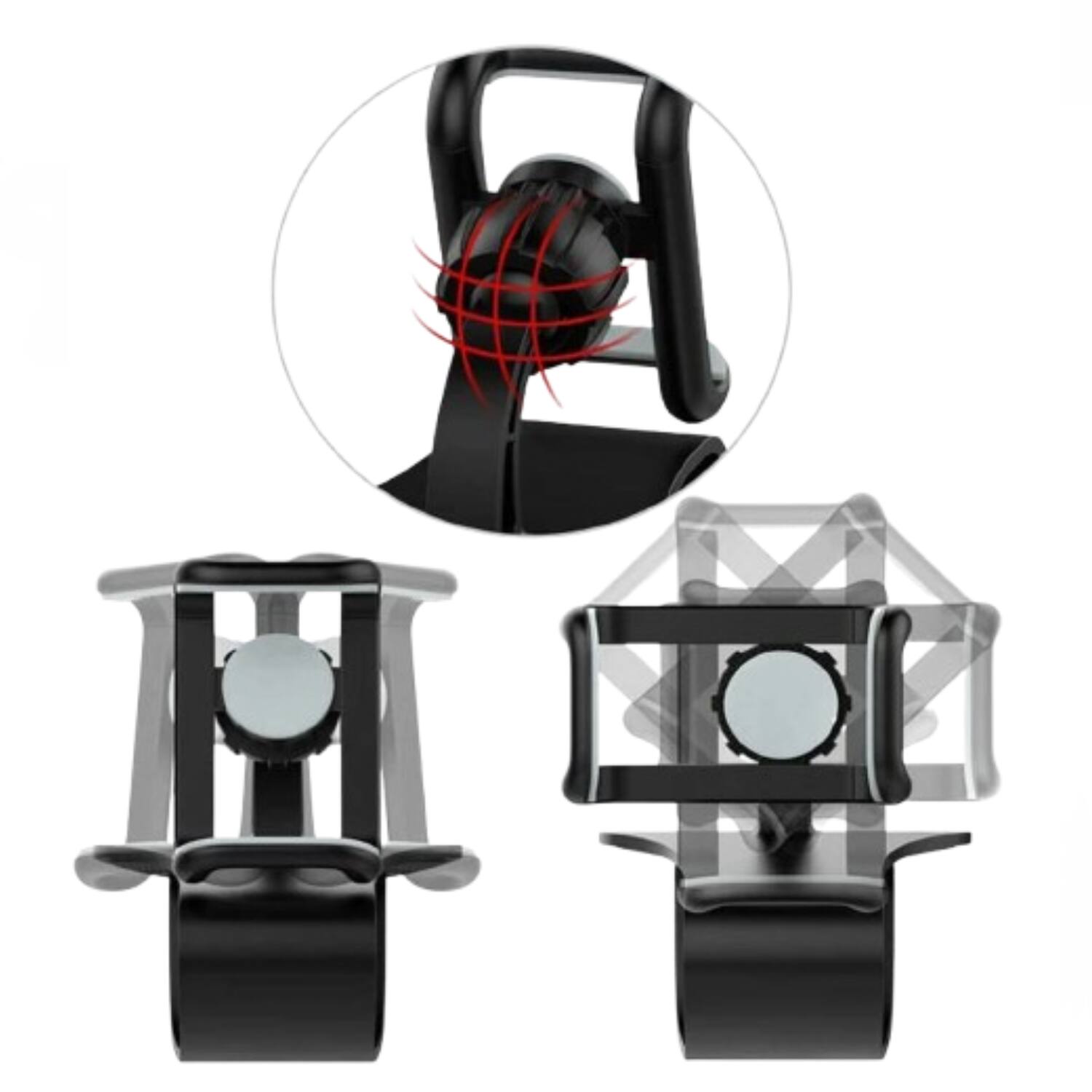 Angle. Stock Preferred - 360° Rotating Universal Car Dashboard Mount Holder - Black.
