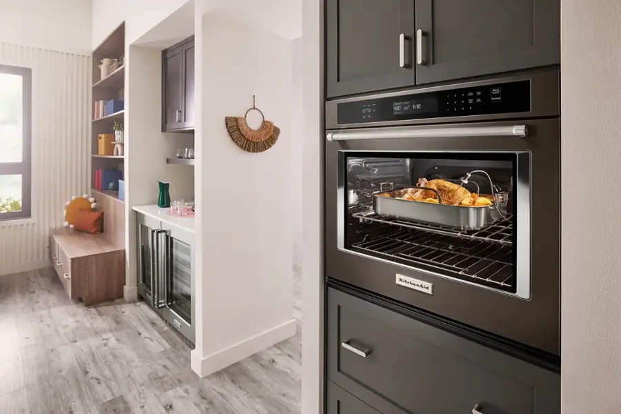 Alt View 16. KitchenAid - 30" Built-In Single Electric Convection Wall Oven with Air Fry Mode - Black Stainless Steel.