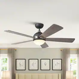 Parrot Uncle - 52" Modern Gray Wooden Ceiling Fan with Light and Remote - Graphite