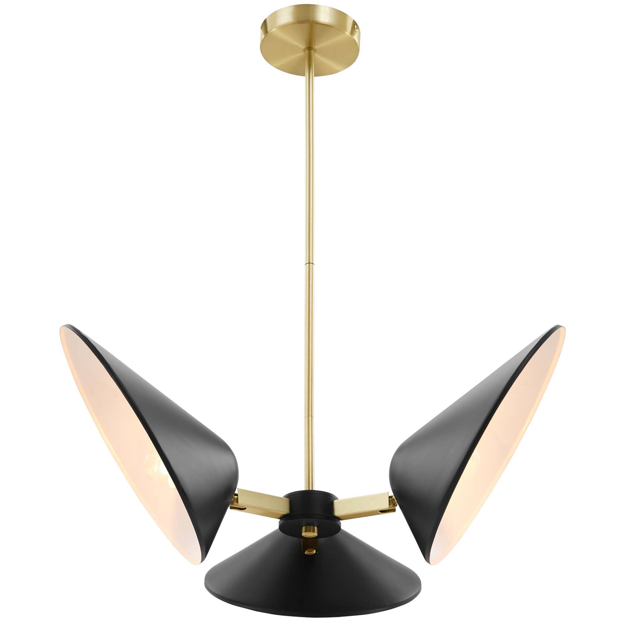 Angle. Modway - Journey 3-Light 3" Arm Pendant by Modway - Black.