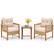 Front. Costway - 3 PCS Patio Furniture Set Outdoor PE Wicker Conversation Bistro Set - Light Brown,Beige.