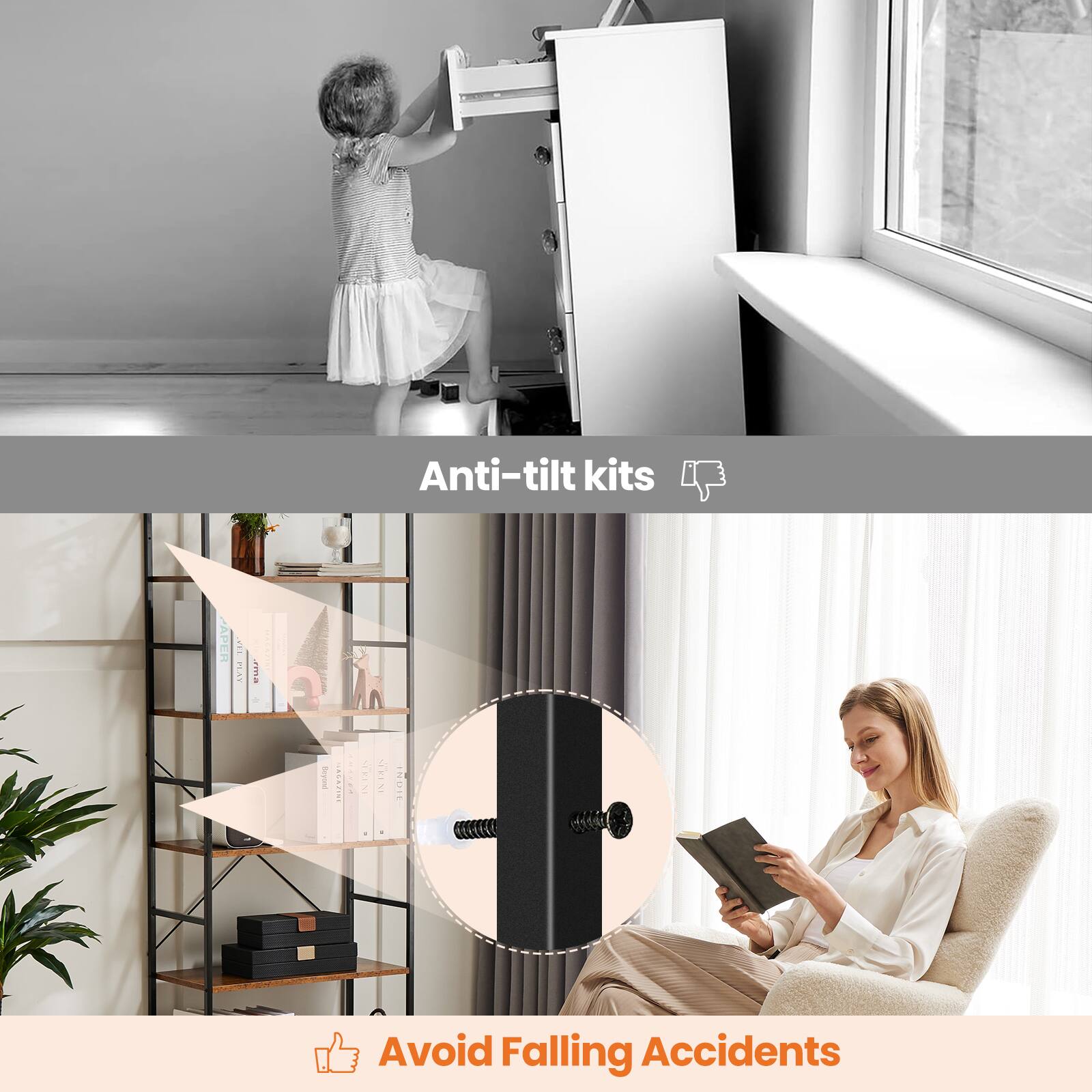 Anti-tilt kits  
Avoid Falling Accidents