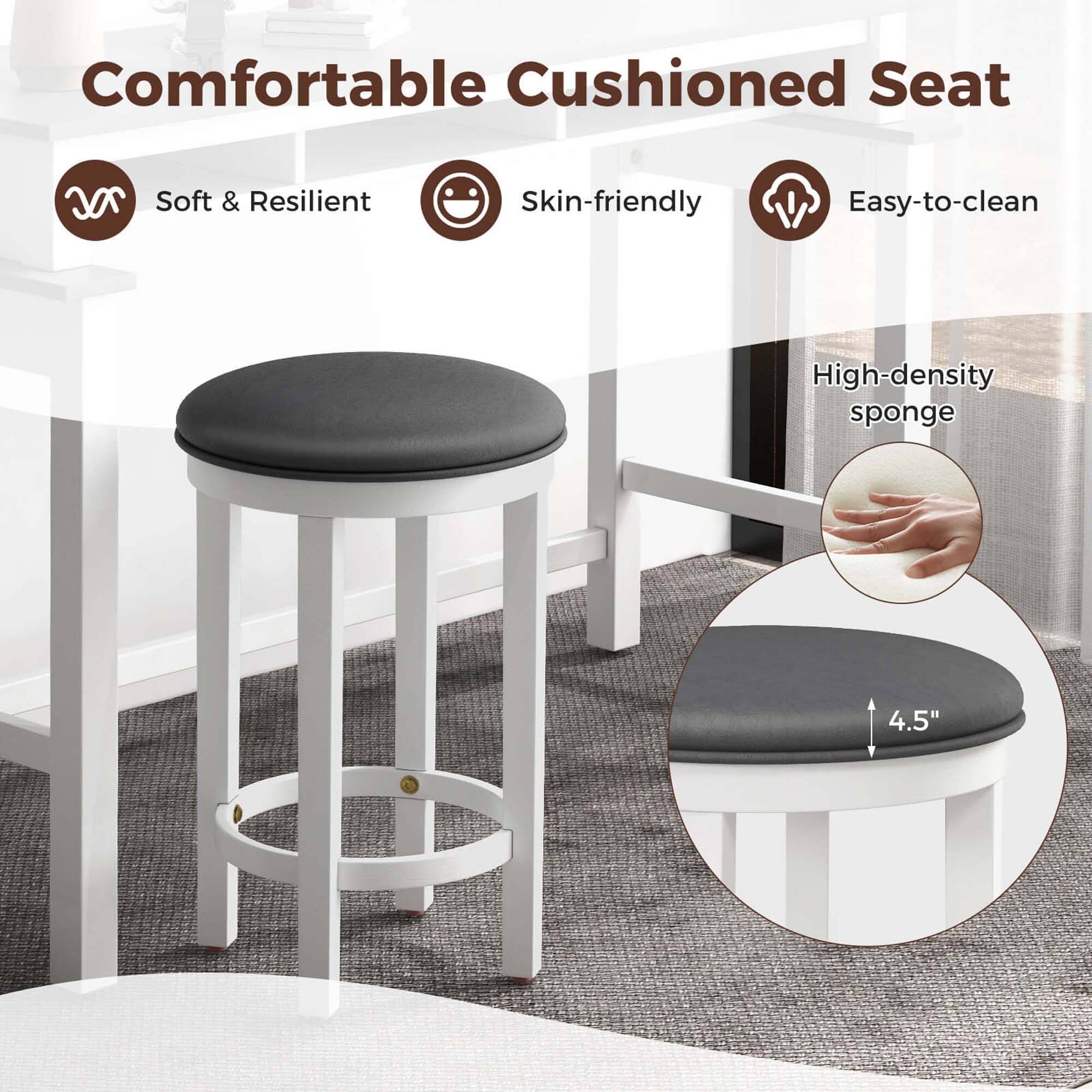 Comfortable Cushioned Seat: Vr Soft & Resilient, Skin-friendly, Easy-to-clean, High-density sponge, 4.5"