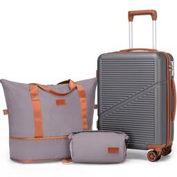 Gray-Carry On Luggage With Backpack