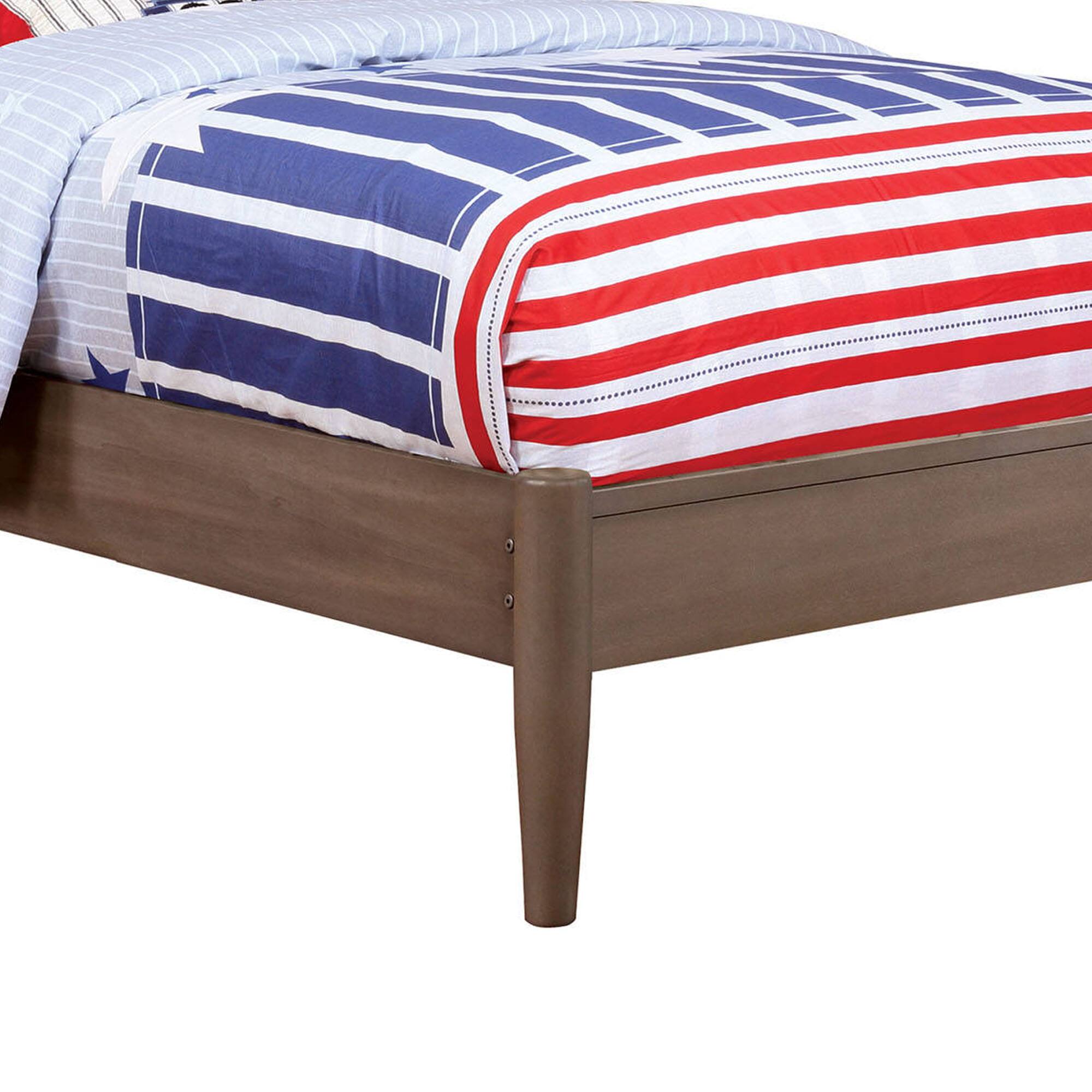 Alt View 3. Manhattan Lane - Wooden Transitional Twin Bed With Round Tapered Legs, Gray - Gray.