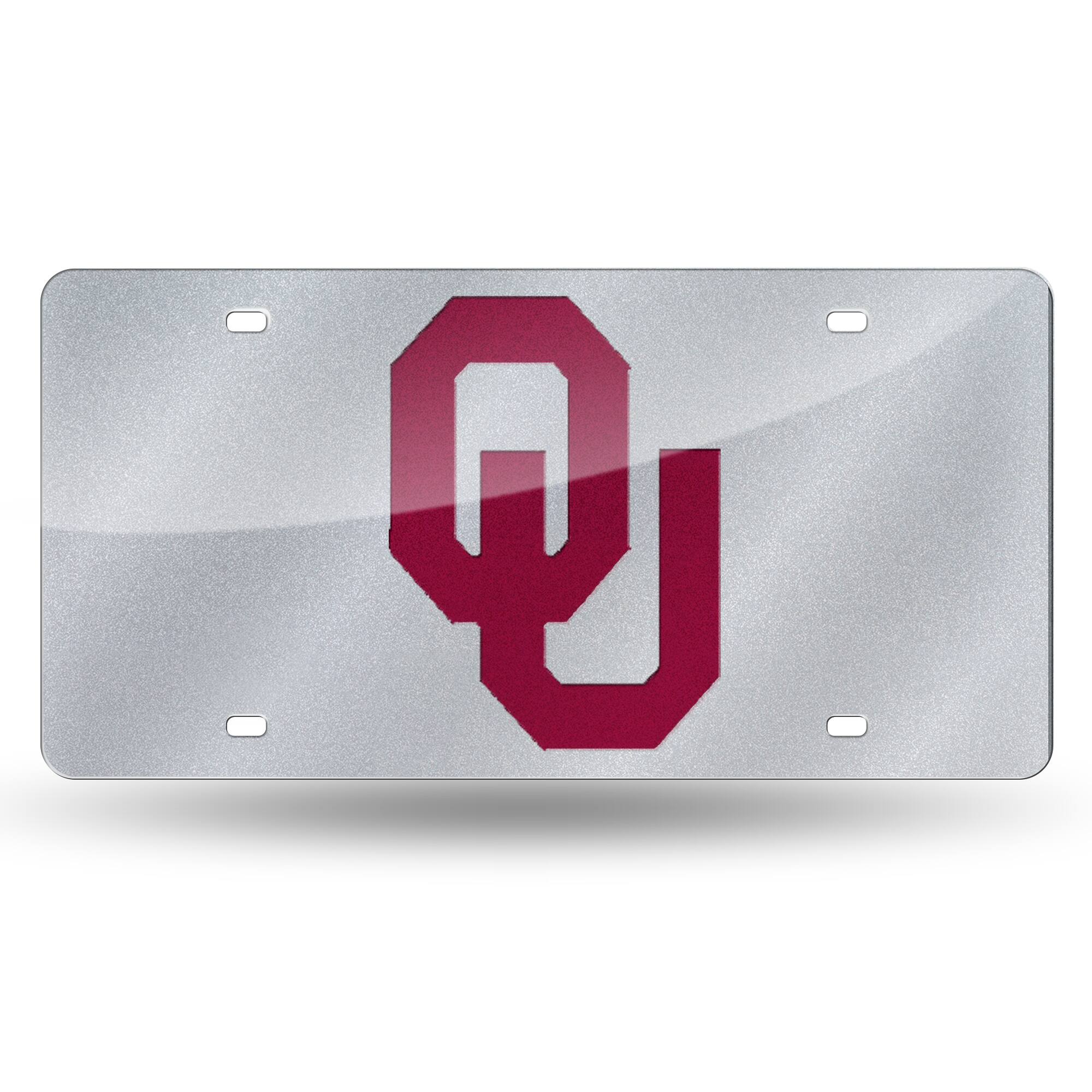 Oklahoma Sooners - Silver Glitter Bling Look - Laser License Plate