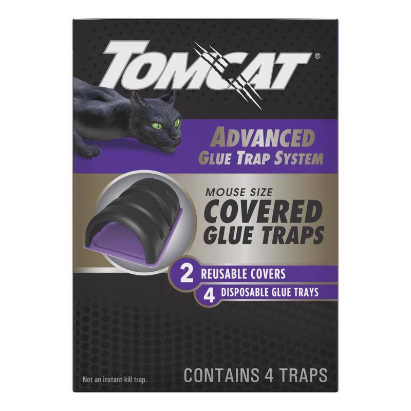 TOMCAT  
ADVANCED GLUE TRAP SYSTEM  
MOUSE SIZE COVERED GLUE TRAPS  
2 REUSABLE COVERS  
4 DISPOSABLE GLUE TRAYS  
CONTAINS 4 TRAPS  
Not an instant kill trap.