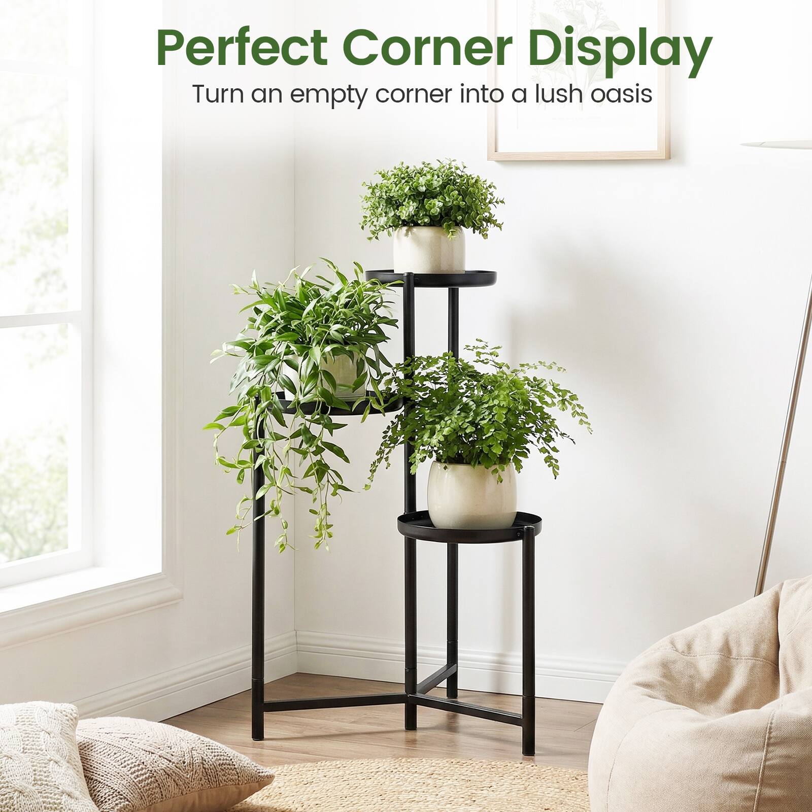 Perfect Corner Display  
Turn an empty corner into a lush oasis