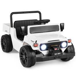 Costway - Licensed Toyota 12V Kids Ride On Truck with Remote, Dump Bed, Lights, Music - White