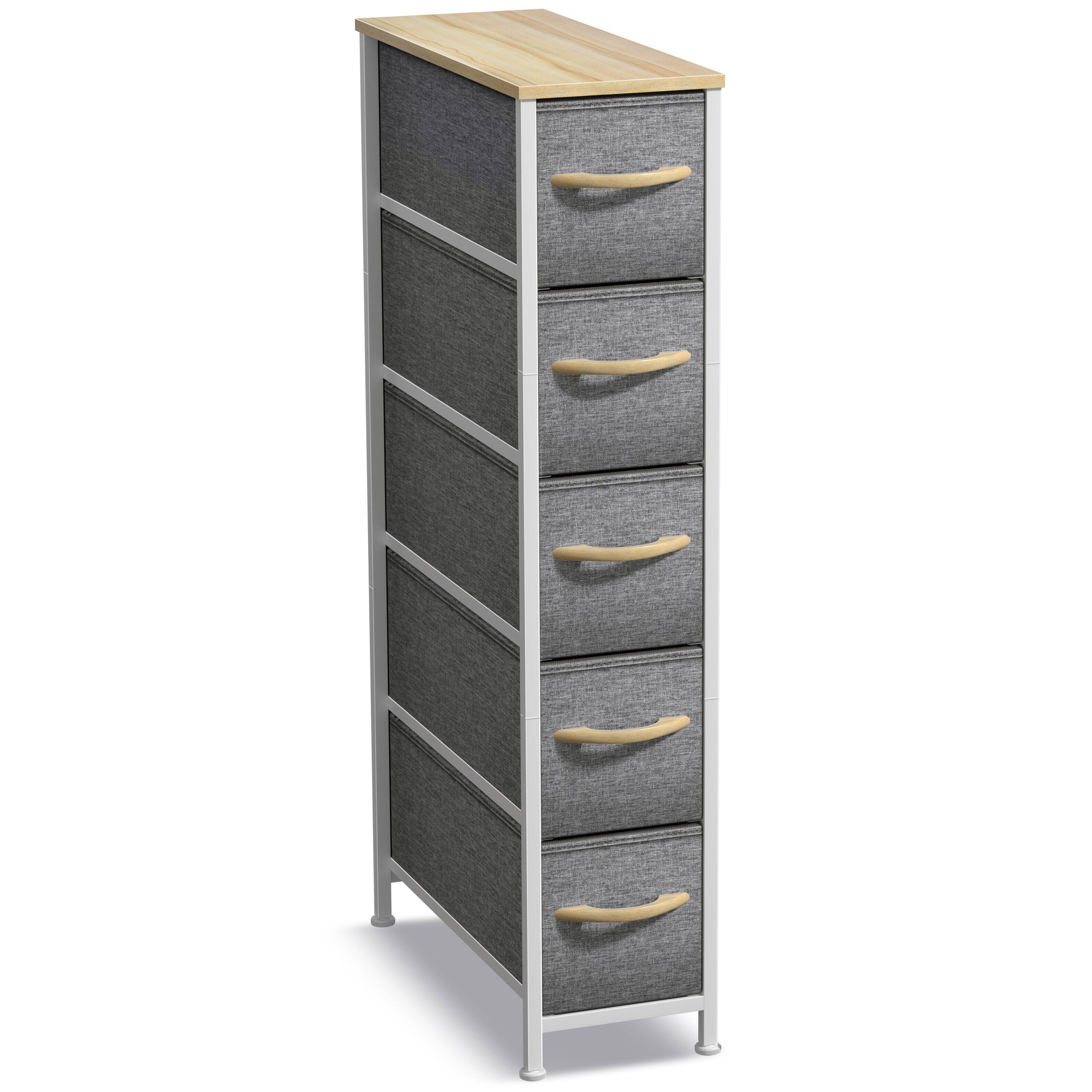 Alt View 5. Sorbus - Sorbus 5 Drawers Narrow Dresser with Steel Frame, Wood Top & Fabric Bins for Small Spaces, Closets, Bedrooms, Bathrooms - Beige.