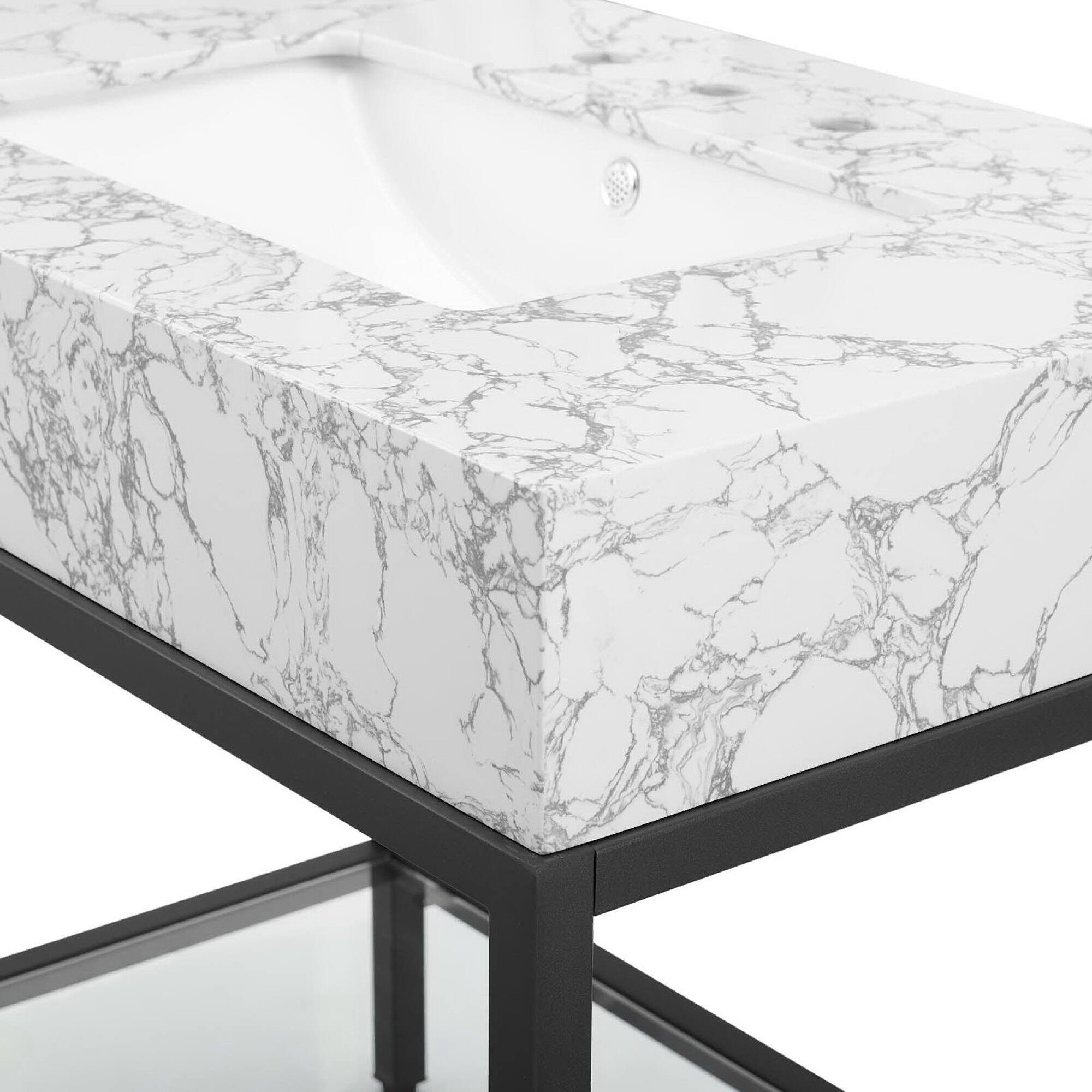 Alt View 5. Modway - Kingsley Stainless Steel Bathroom Vanity - Black White.