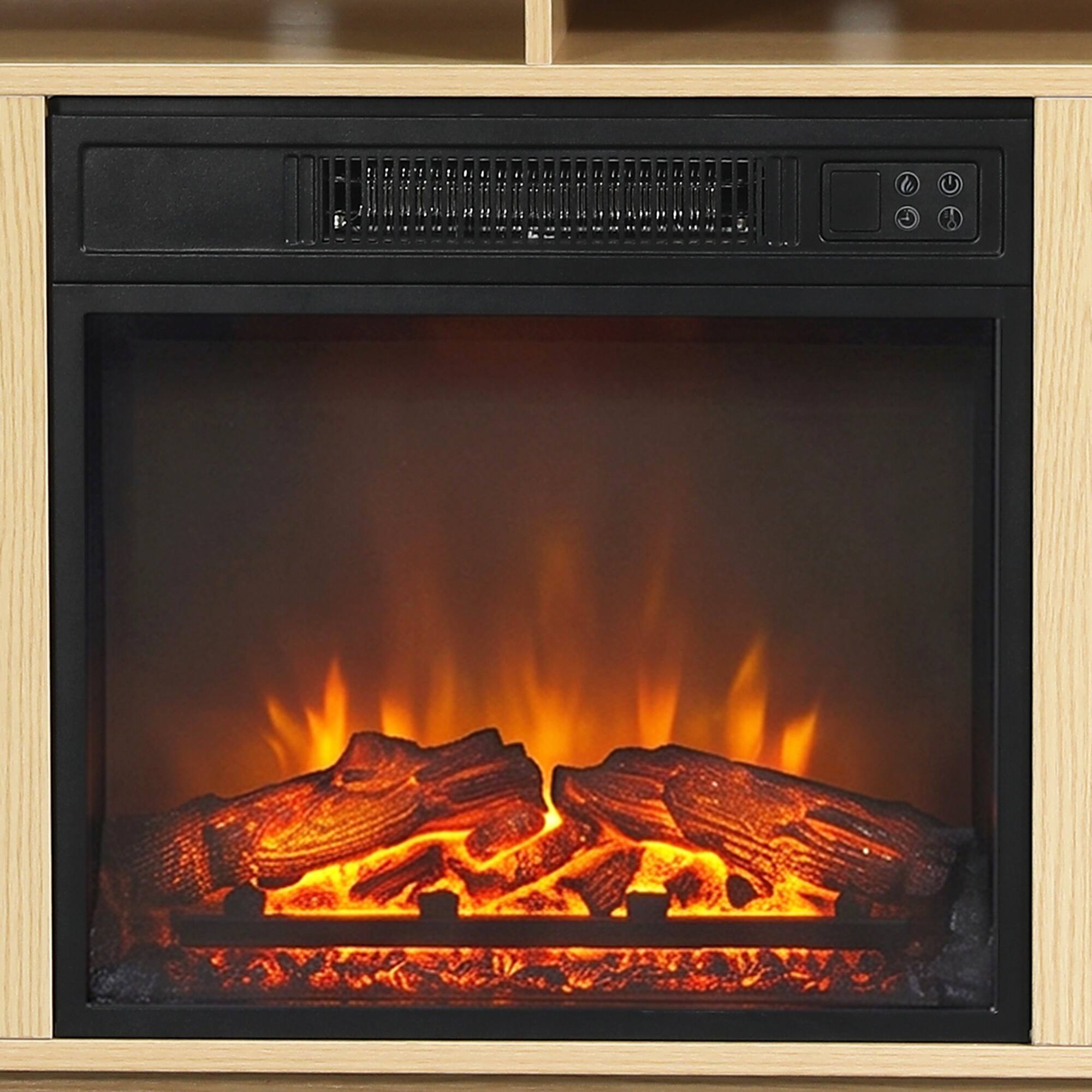 Alt View 9. Ihomeadore - 47"  Modern Minimalist Fluted Corner TV Stand Media Console with 18" Electric Fireplace for TVs up to 55" - Light Oak.