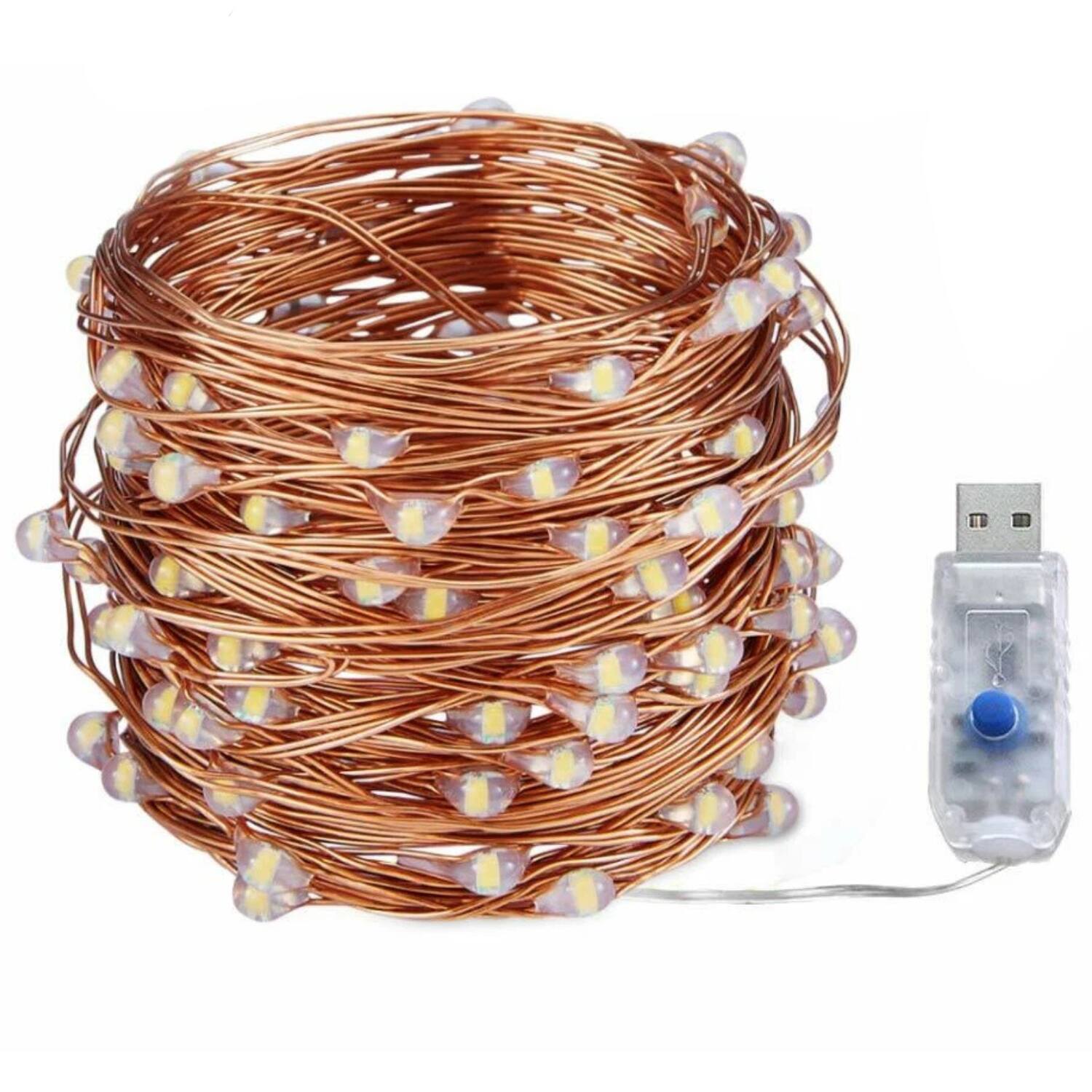 Front. Home Collection - 5M 50 LED Copper Wire Fairy String Lights with Remote - Warm White.