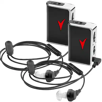 Front. MEDca - Personal Sound Amplifiers - (2 Pack) Personal Audio Amplifier Device and Voice Enhancer Device - Black.