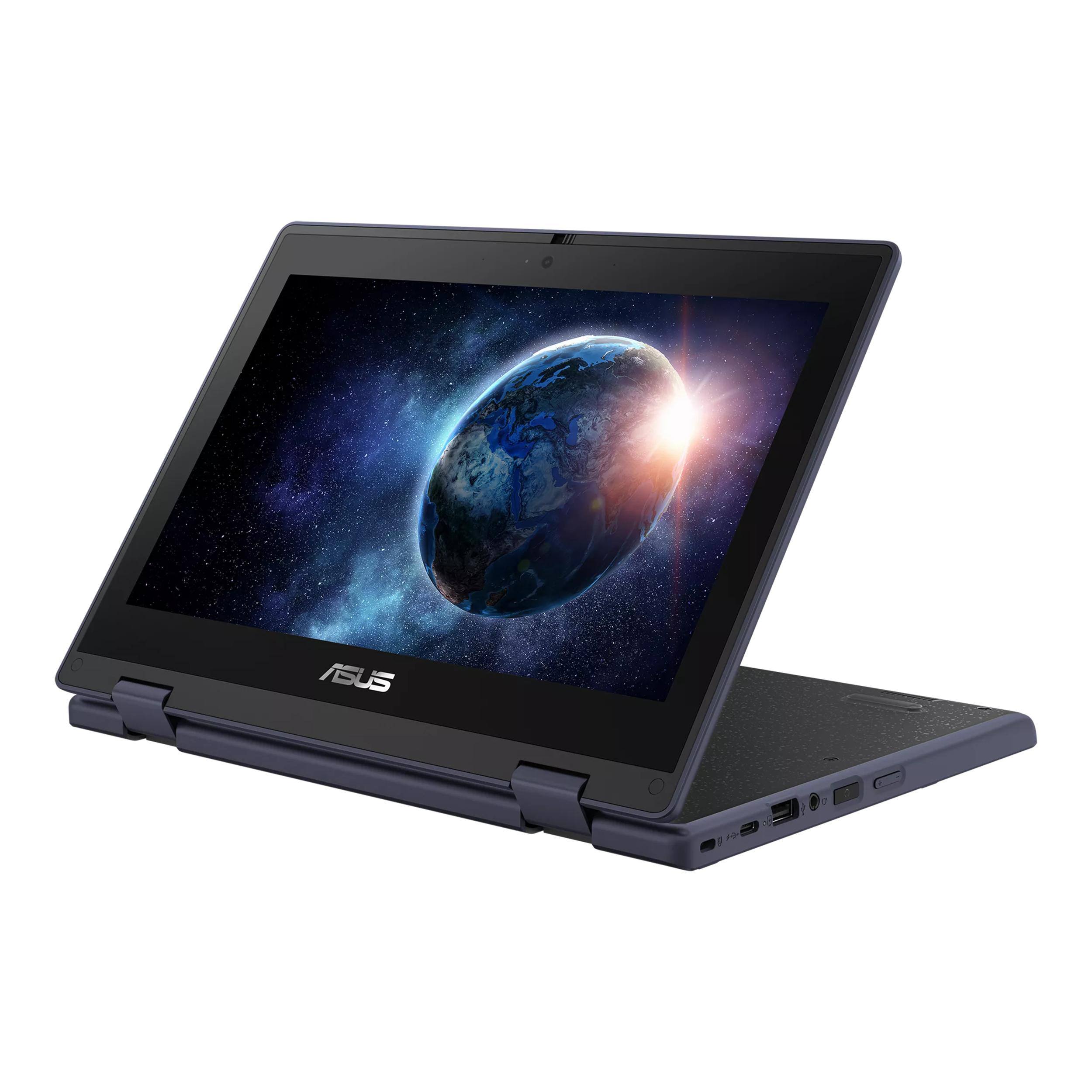 Alt View 1. ASUS - ASUS 11.6" Touchscreen 2-in-1 Laptop,Intel Celeron N100,Intel UHD Graphics,4GB RAM,128GB SSD,Win 11 Pro,Gray - Gray.