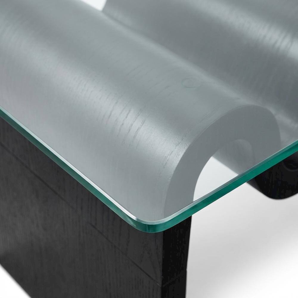 Alt View 1. FurniFact - Rectangular Glass Top Coffee Table with Modern Design for Living Room - Black.