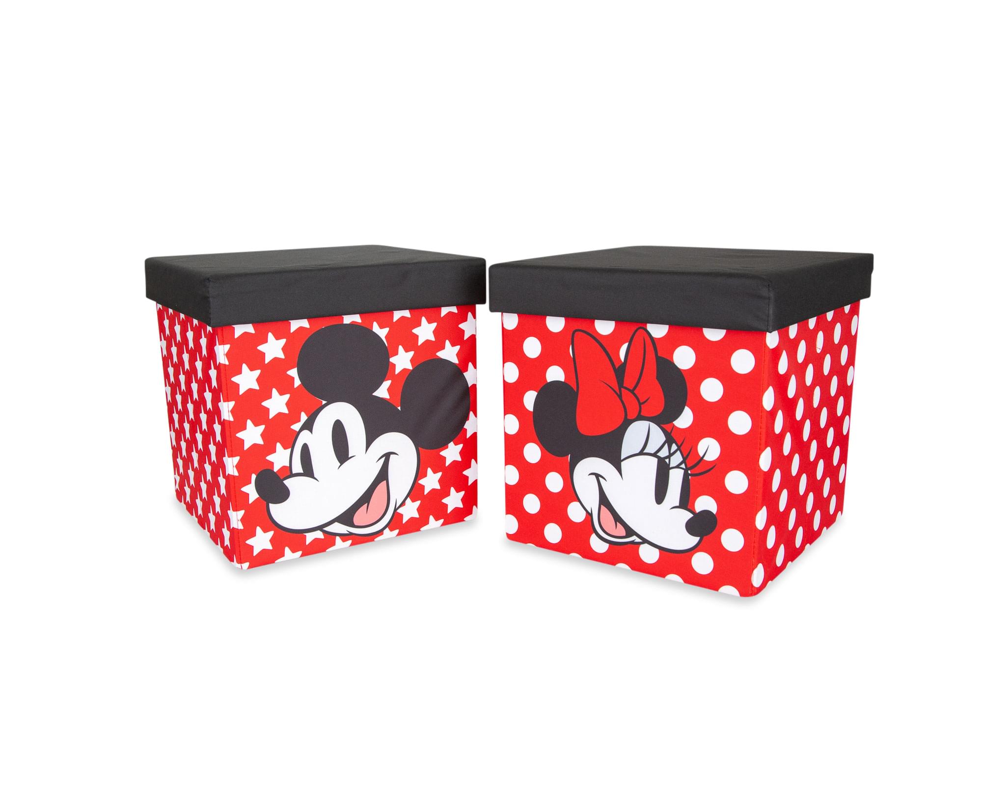 Alt View 1. Ukonic - Disney Mickey & Minnie 15-Inch Storage Bin Cube Organizers with Lids | Set of 2 - Red.