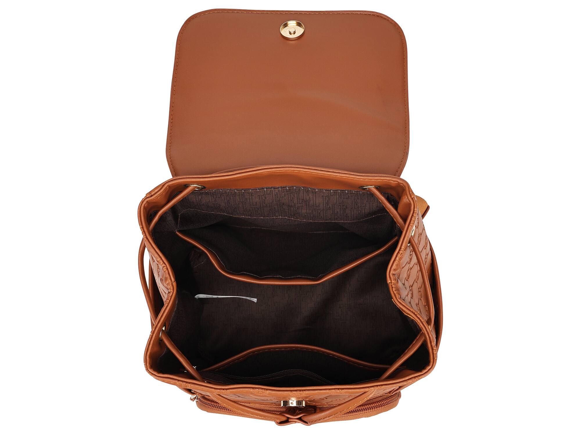 Alt View 2. Elle - ELLE Compass 10L Vegan Leather Monogram Mini Backpack - Brown - Brown.