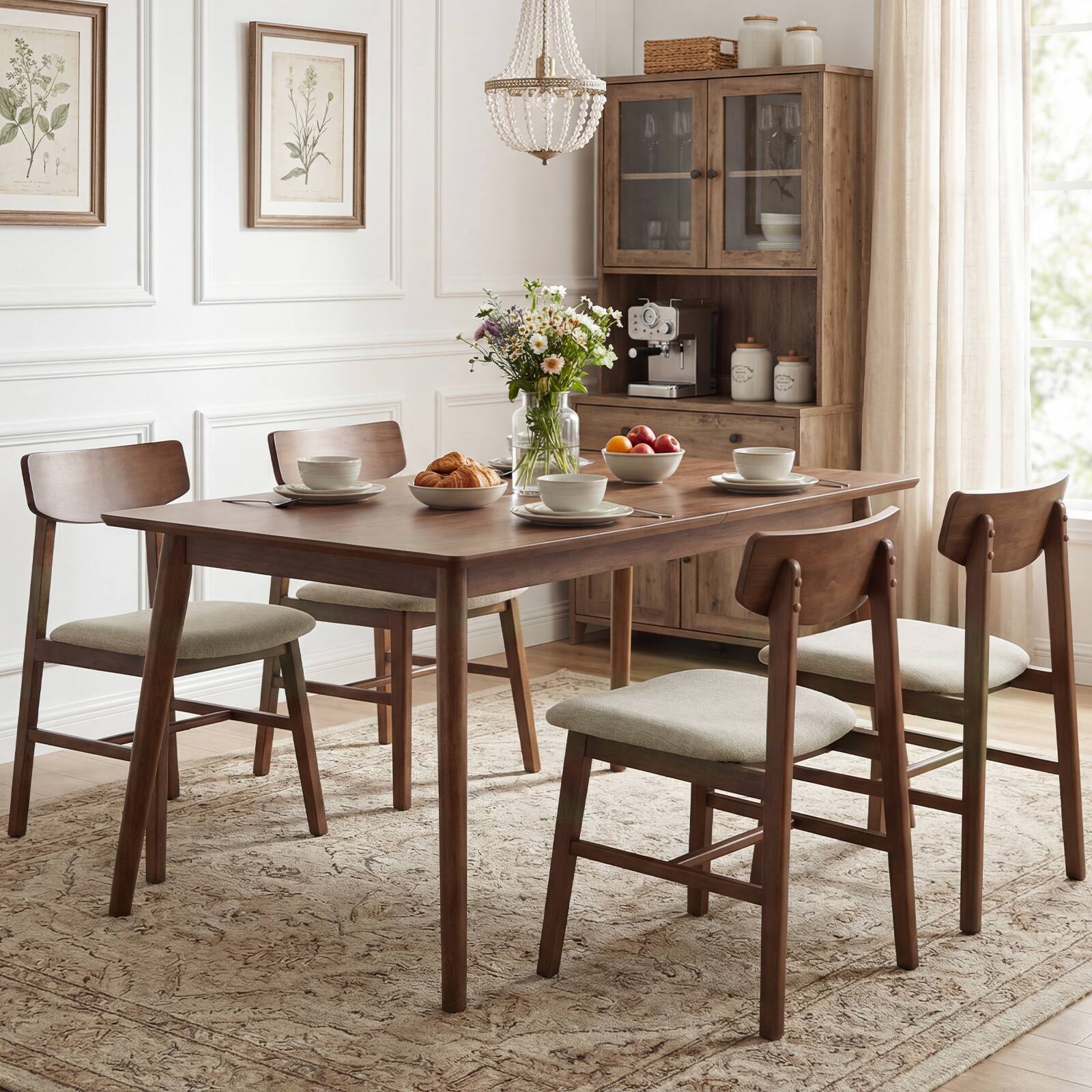 Alt View 4. Gymax - Gymax 4PCS Dining Chairs w/Curved Backrest Linen Fabric Upholstered Seat for Kitchen - Brown.