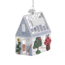 Kurt S Adler - Kurt Adler Noble Gems Greenhouse with Plants and Flowers Glass Christmas Tree Ornament 3.25 inch - Multicolor