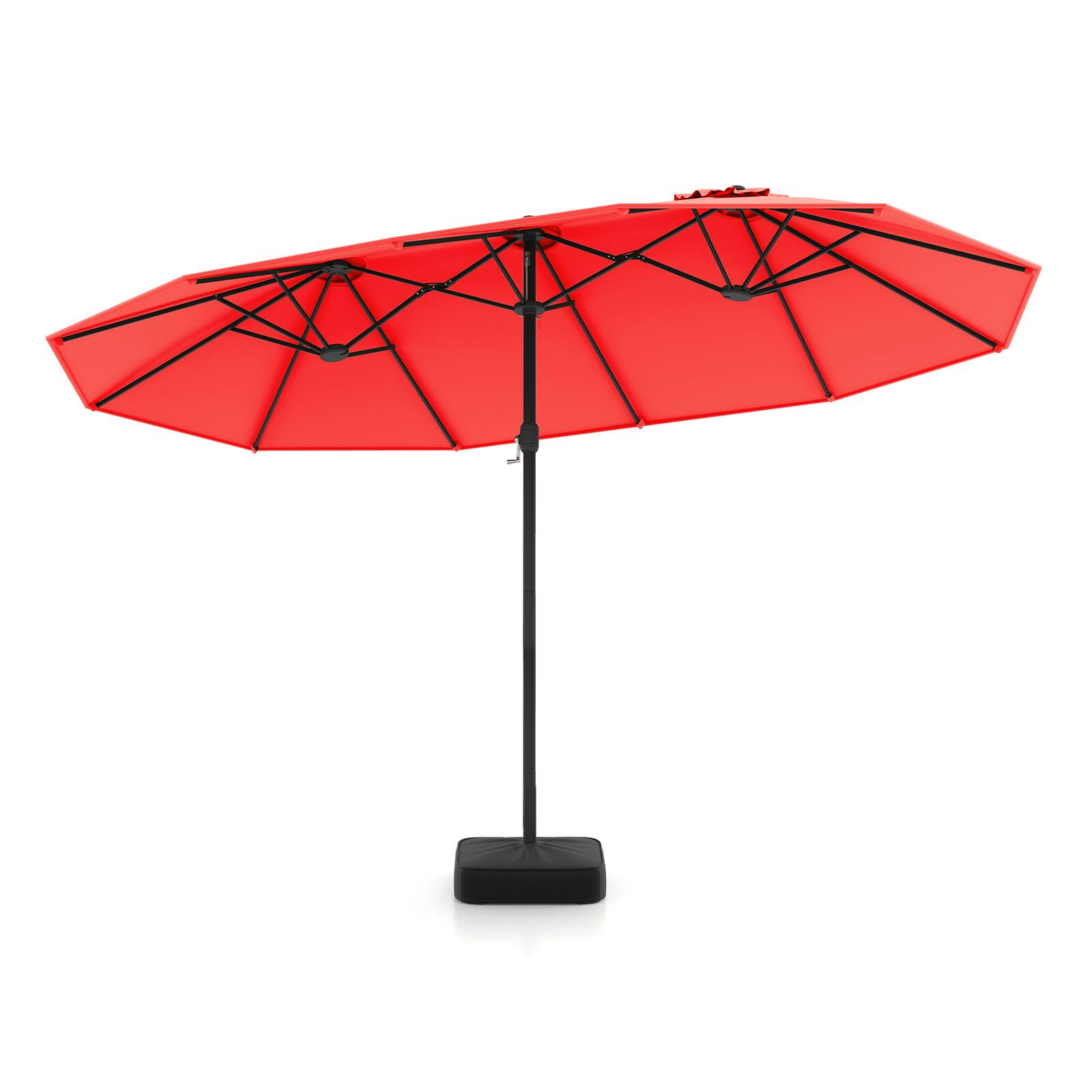 Alt View 6. Gymax - Gymax 15FT Outdoor Double-Sided Twin Patio Umbrella Sun Shade Crank Market Base Red - Red.