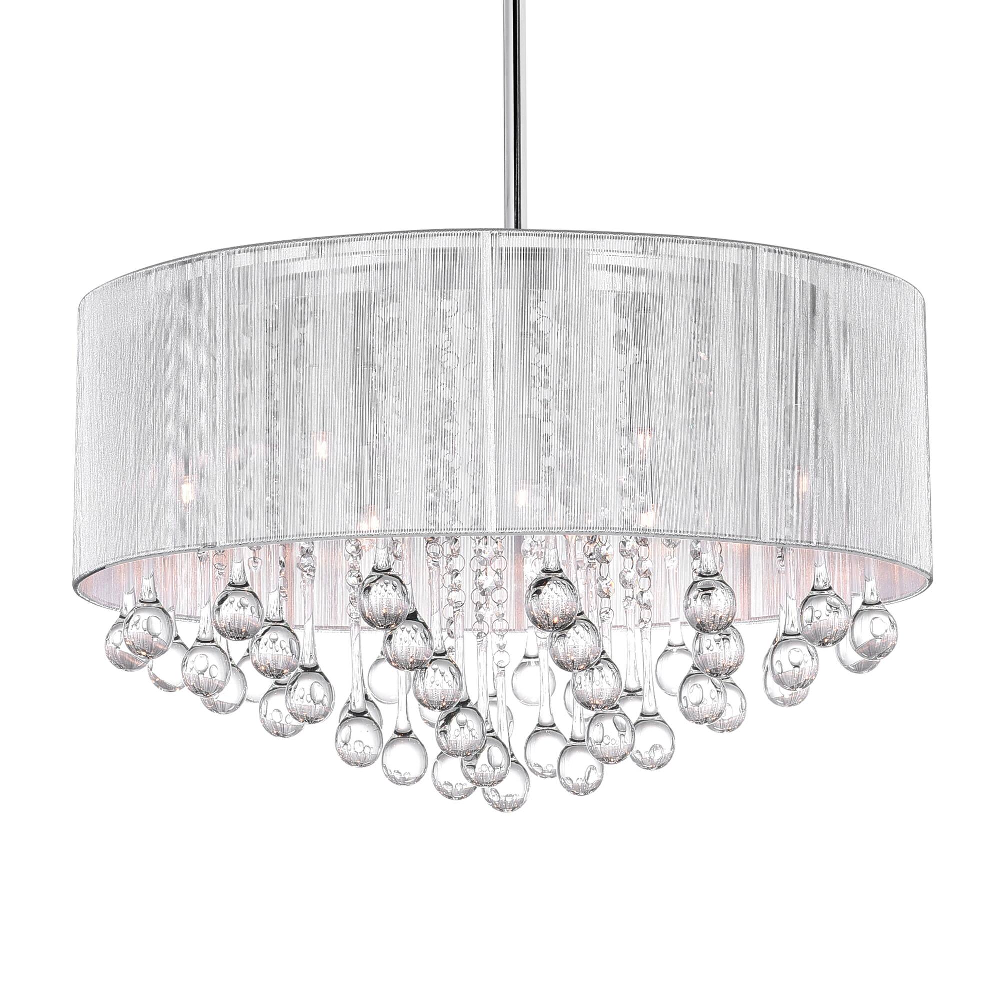 Angle. CWI Lighting - Water Drop 9 Light Drum Shade Chandelier With Chrome Finish - Chrome.