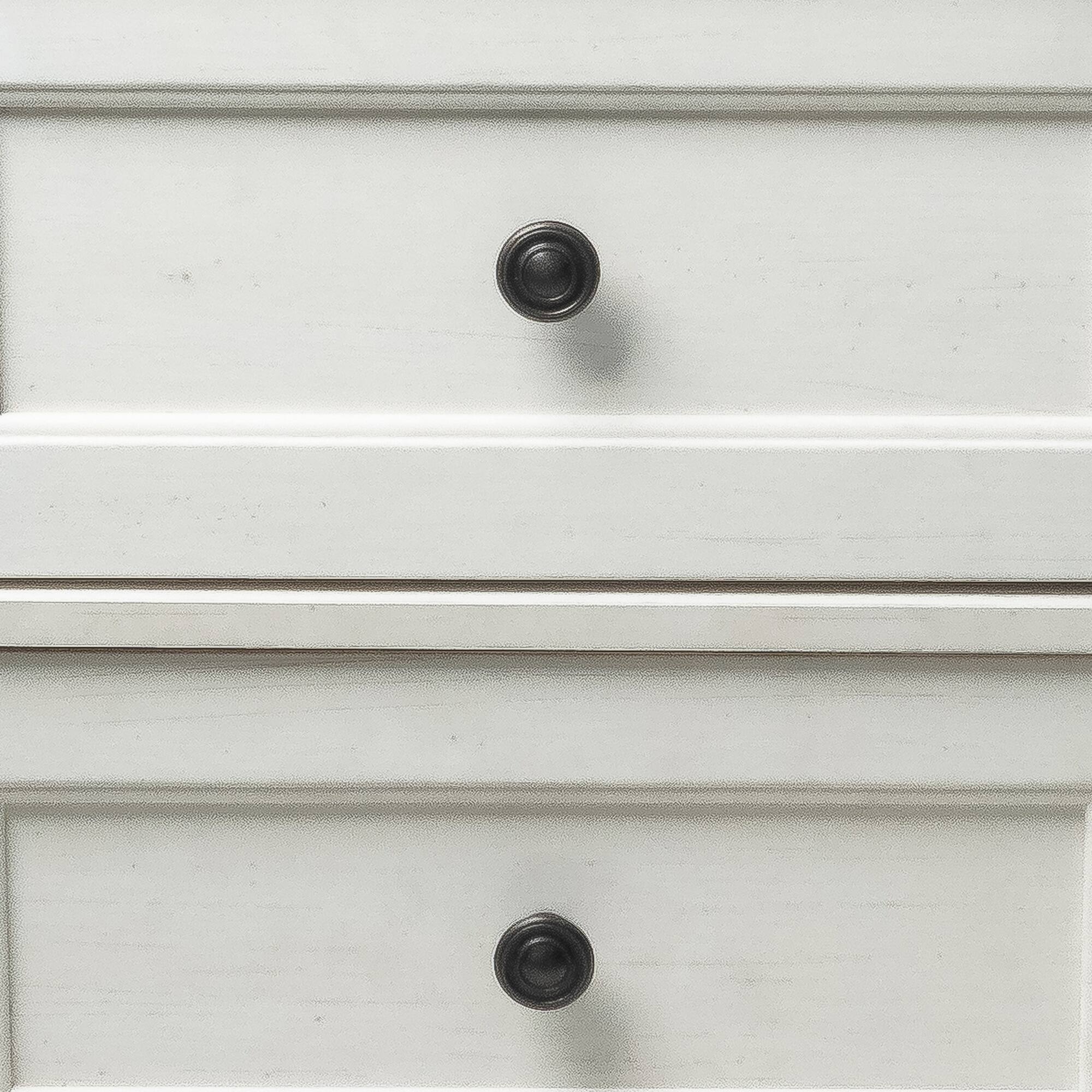Alt View 2. Vaczon - Farmhouse White 3-Drawer Nightstand with Solid Wood Legs - White.