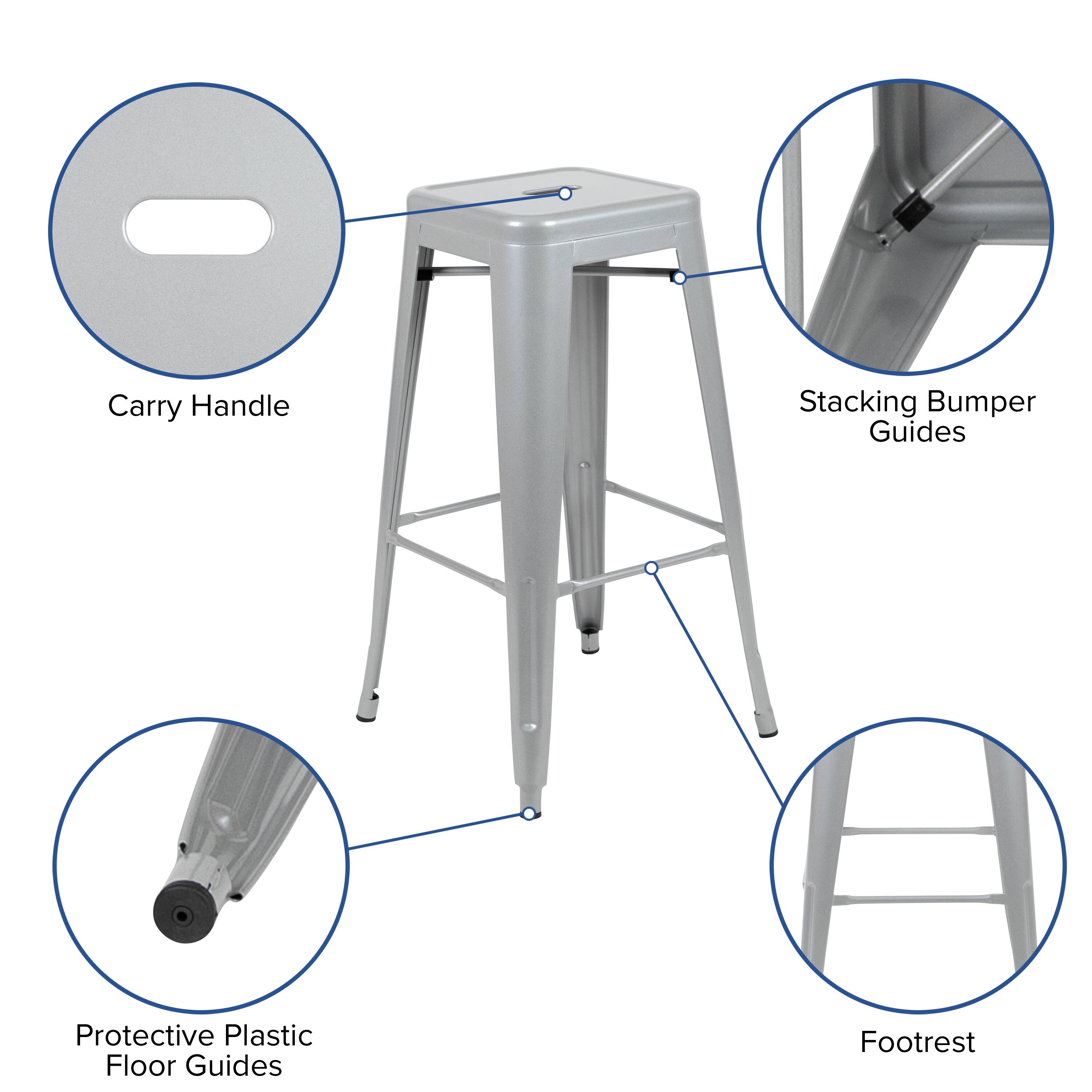 - Carry Handle
- Stacking Bumper Guides
- Protective Plastic Floor Guides
- Footrest