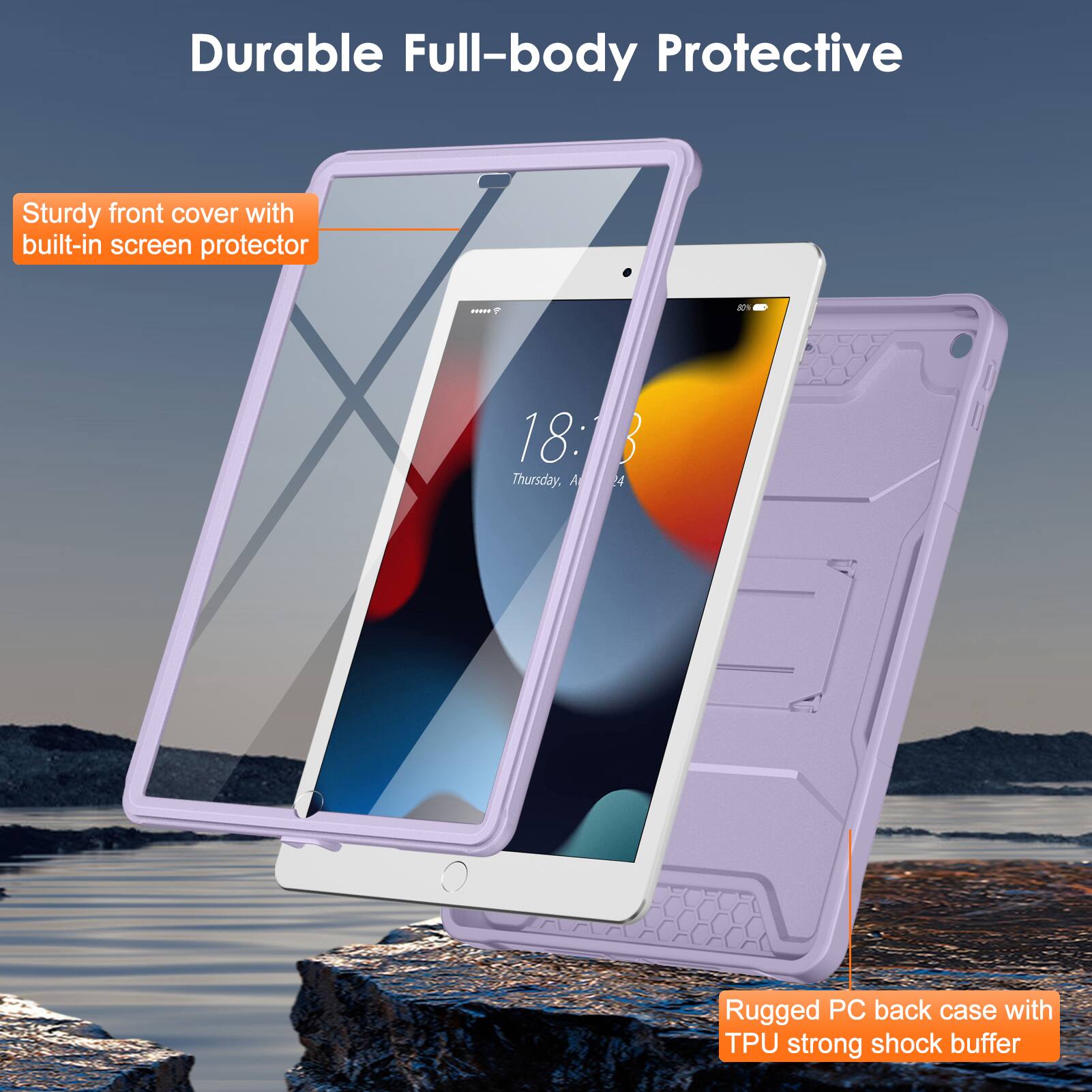Durable Full-body Protective

Sturdy front cover with built-in screen protector

Rugged PC back case with TPU strong shock buffer