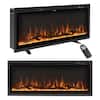 Front. Costway - Costway 42" Electric Fireplace Recessed Wall Mounted Freestanding with Remote Control - Black.