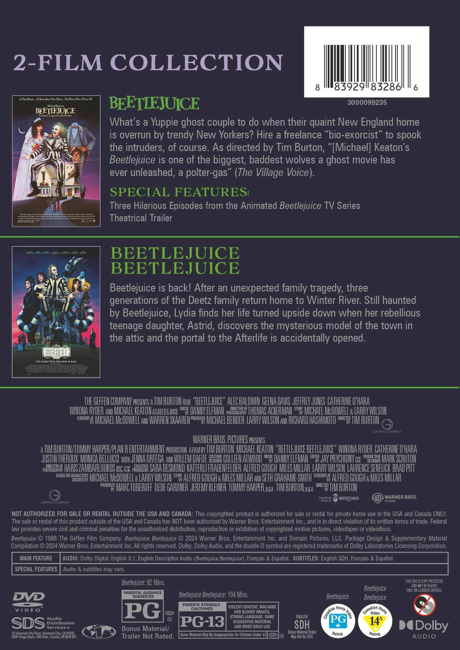 Back. Beetlejuice Beetlejuice 2-Film Col. [DVD].