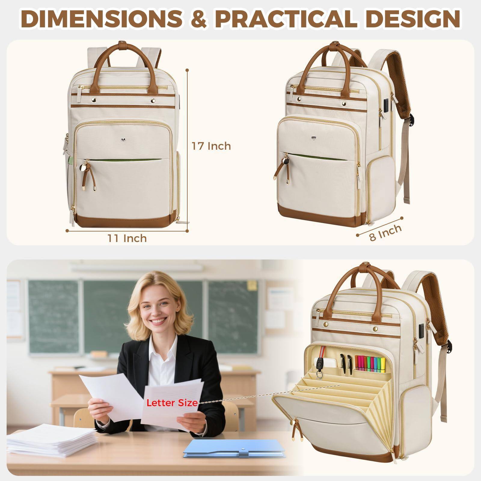 Alt View 1. Live At Space - Teacher Backpack With Lunch Compartment Detachable  15 6 Inch Laptop Usb Port   Organized Pocket College Computer Work - Default.