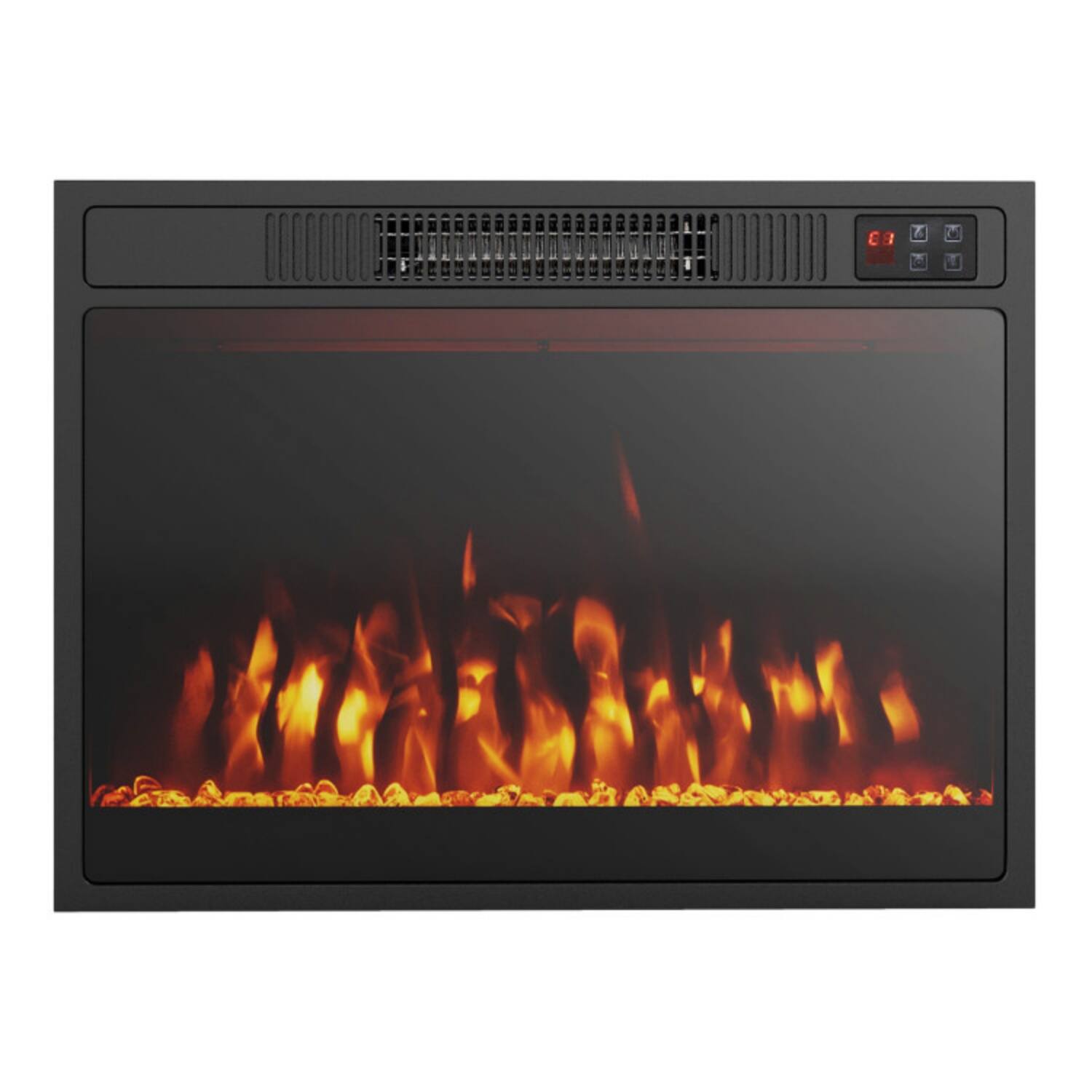 Alt View 4. LUCKY ONE - 23 Inch Freestanding/Recessed Electric Fireplace with 3 Flame Colors & 3 Brightness - Black.