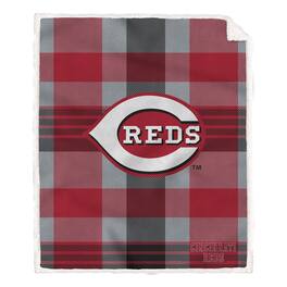Pegasus - Cincinnati Reds 60" x 70" Plaid Steel Royal Plush Sherpa Blanket - Multicolor