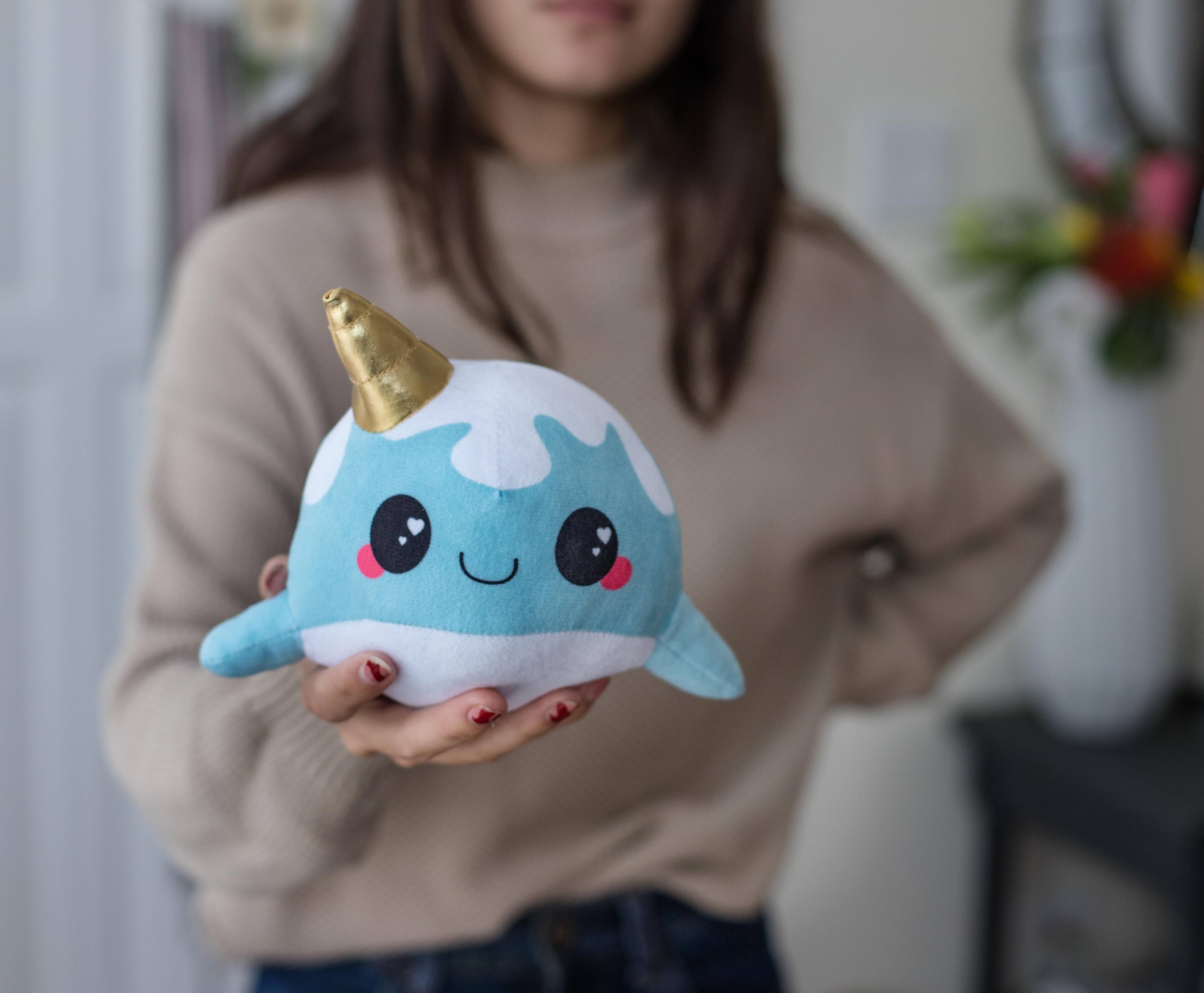 Alt View 2. Seven20 - Glitter Galaxy 6-Inch Cute Ice Cream Cone Horn Blue Narwhal Collectible Plush - Blue.