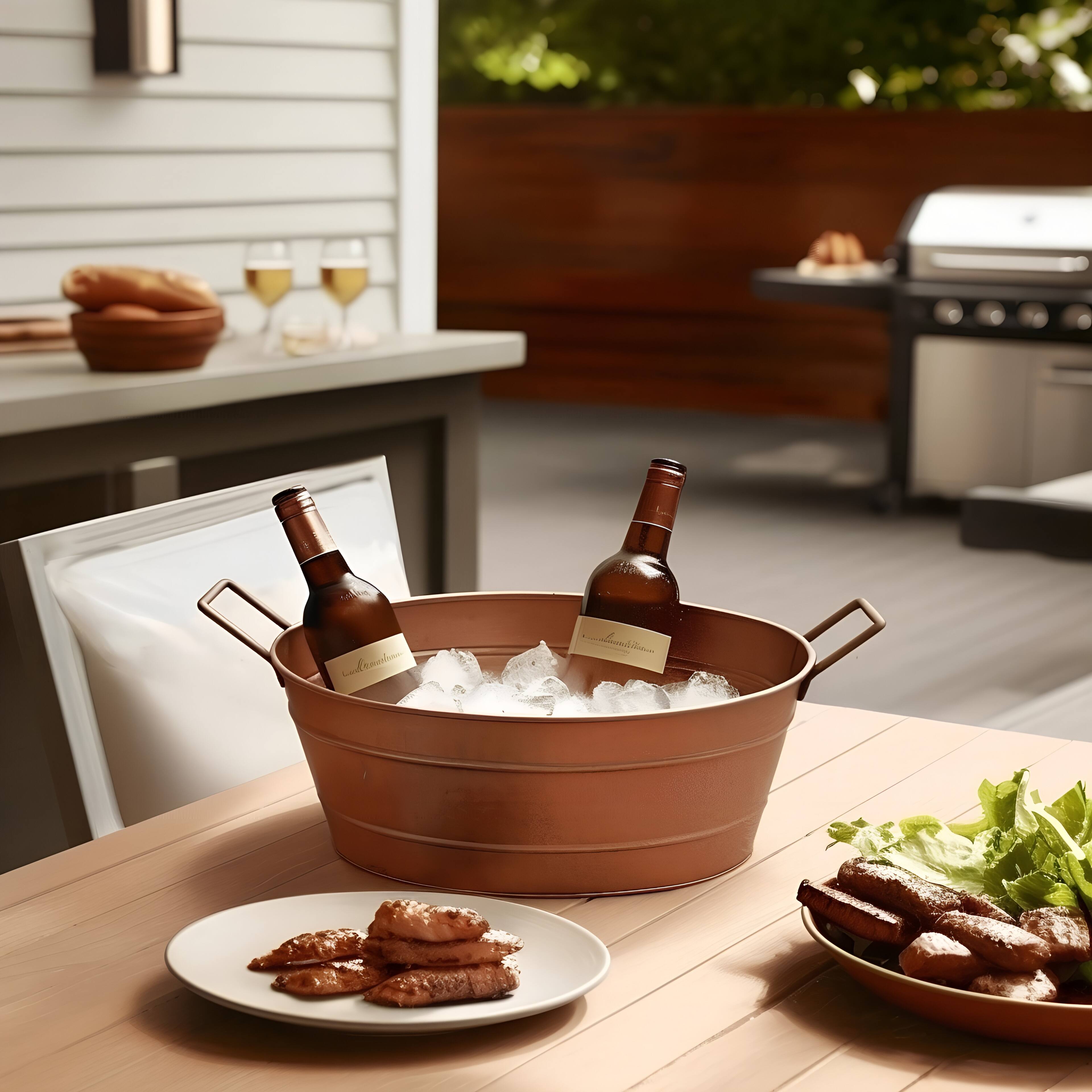 Alt View 6. Manhattan Lane - Thea Oval Shape Hammered texture Metal Tub with 2 Side Handles - Copper.