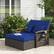 Alt View 4. Costway - Patio Rattan Daybed Set with Cushioned Loveseat & Storage Ottoman for Porch - Navy + Mix Brown.