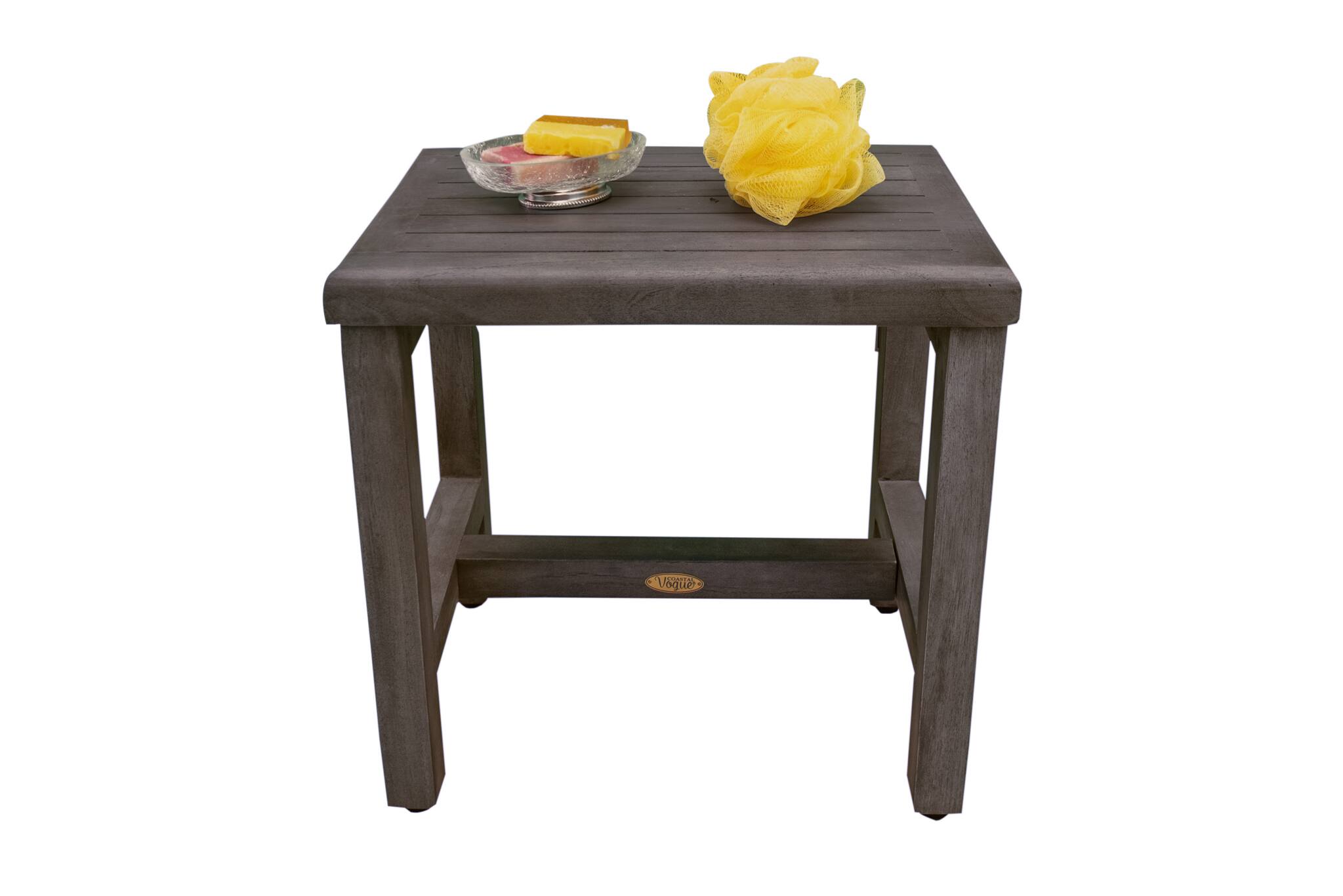 Left. CoastalVogue - CoastalVogue Eleganto 18" Wide Shower Bench in Antique Gray Finish - Antique Gray.