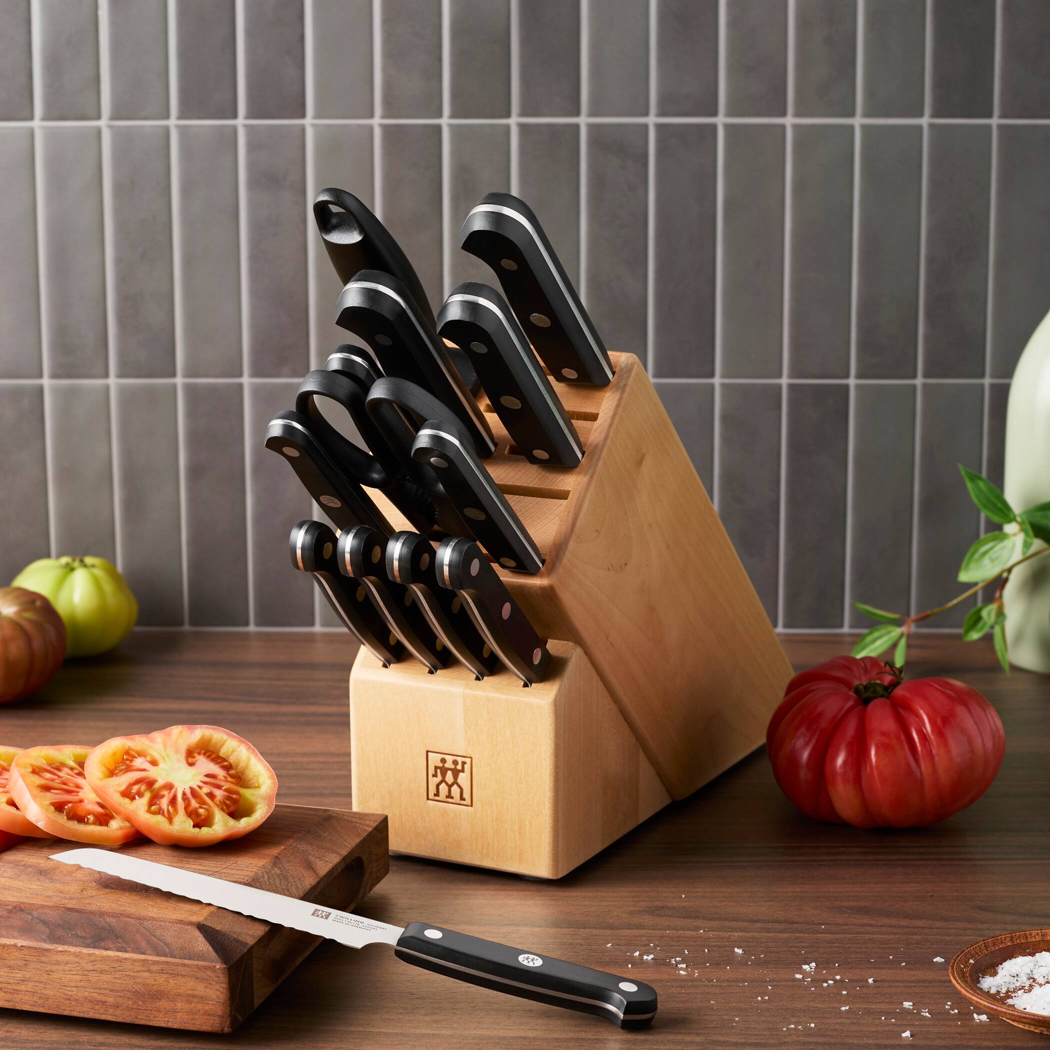 Alt View 7. ZWILLING - ZWILLING Gourmet 14-pc Knife Block Set - Black.