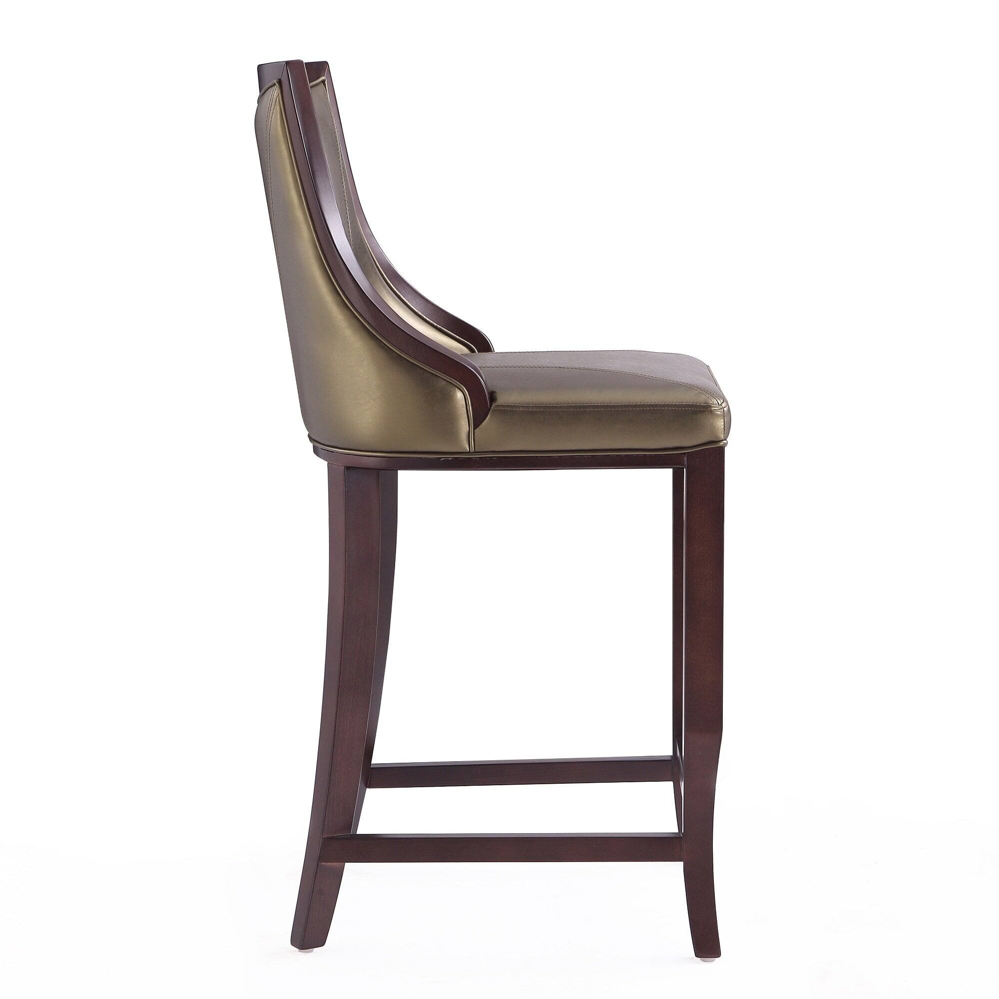 Alt View 1. Manhattan Comfort - Emperor Traditional Wood Upholstered Barstool - Bronze.