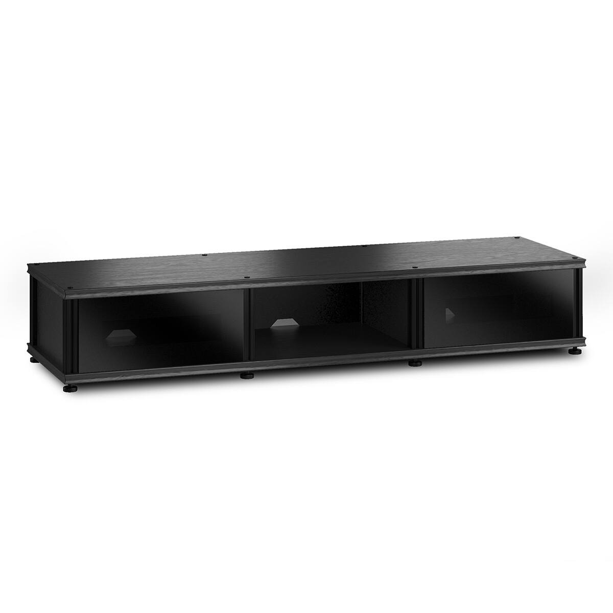 Front. Salamander Designs - Salamander Designs Synergy 131 Triple AV Cabinet  (Black Oak with Black Glass Doors & Black Posts) - Black Oak/Black.