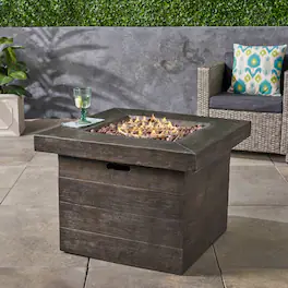 Lirago - 32" Square Wood Fire Pit Table 40,000 BTU Outdoor Firepit for Patio Garden - Brown