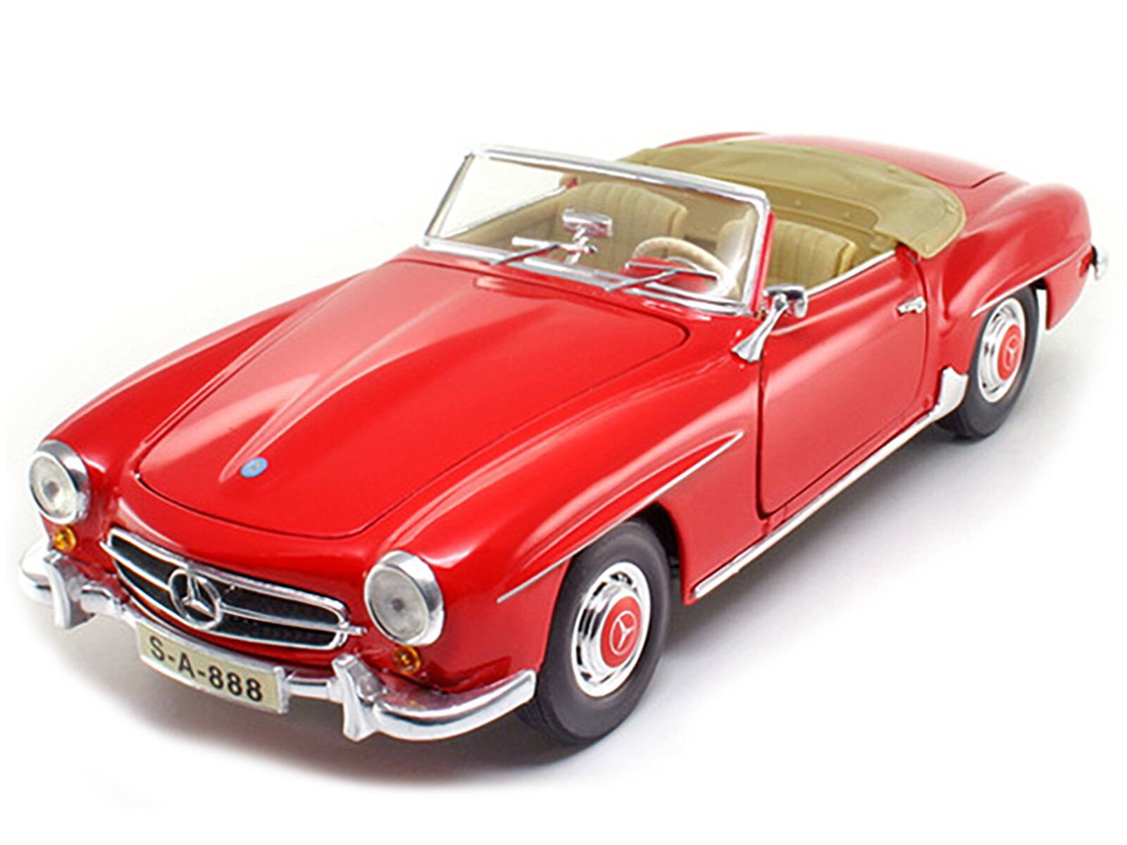 Angle. Maisto - 1955 Mercedes Benz 190 SL Red 1/18 Diecast Model Car  by Maisto - Red.
