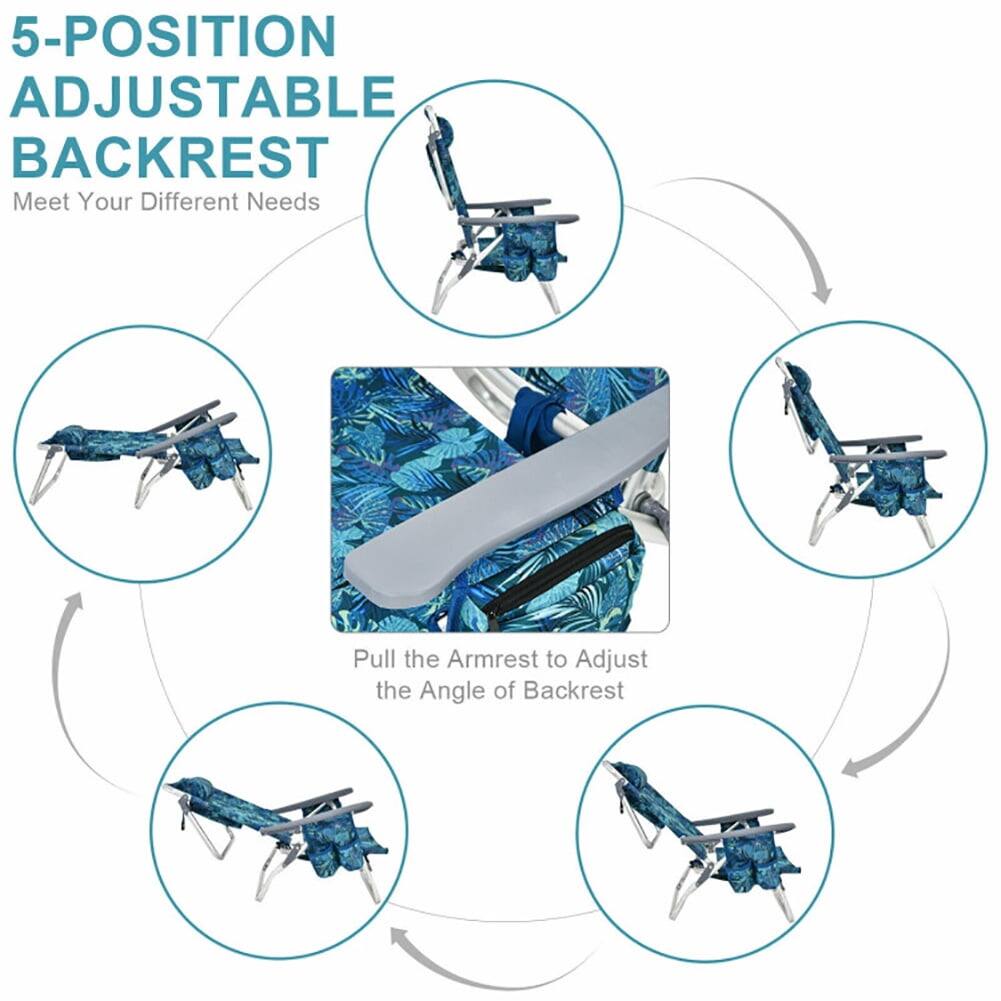 5-POSITION ADJUSTABLE BACKREST  
Meet Your Different Needs  

Pull the Armrest to Adjust the Angle of Backrest