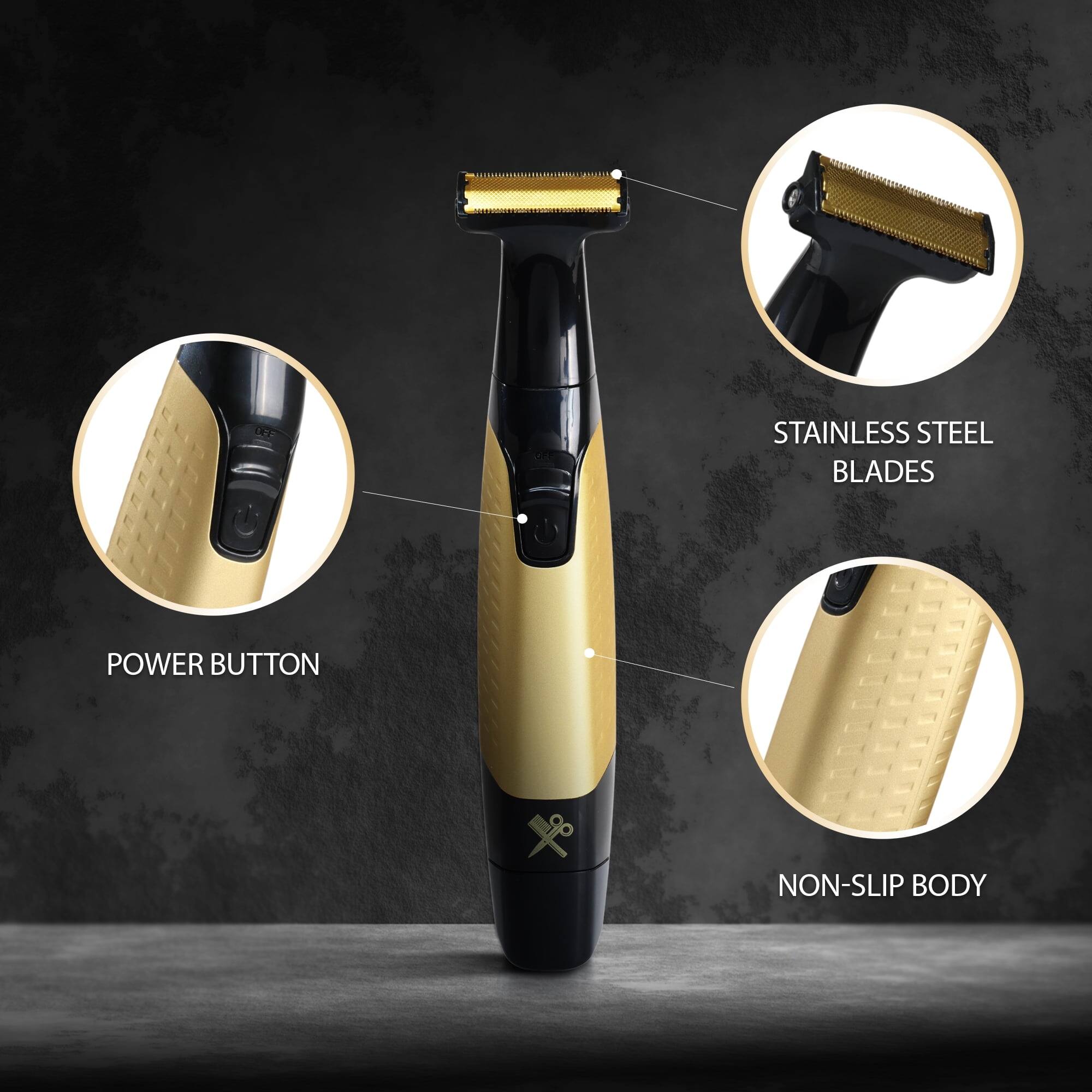 STAINLESS STEEL BLADES  
POWER BUTTON  
NON-SLIP BODY