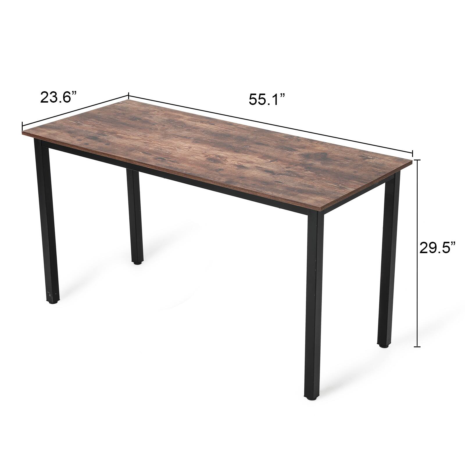 Bestier - 55” Simple Wood Writing Desk with Metal Frame, Minimalist Home Office Table for Work or Study - wooden - Thumbnail 3