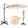 Costway - 10 FT Cantilever Patio Umbrella with Solar LED Lights, 360° Rotation, Easy Tilt - Beige