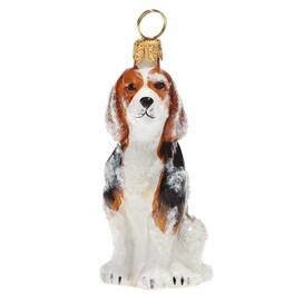Joy to the World Collectibles - Joy to the World Snowy Snow Covered Beagle Dog Polish Glass Christmas Tree Ornament Pet - Multicolor
