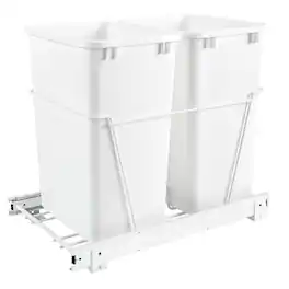 Rev-A-Shelf - Double Pullout 35 qt. Trash Can for Kitchen, RV-18PB-1 - White